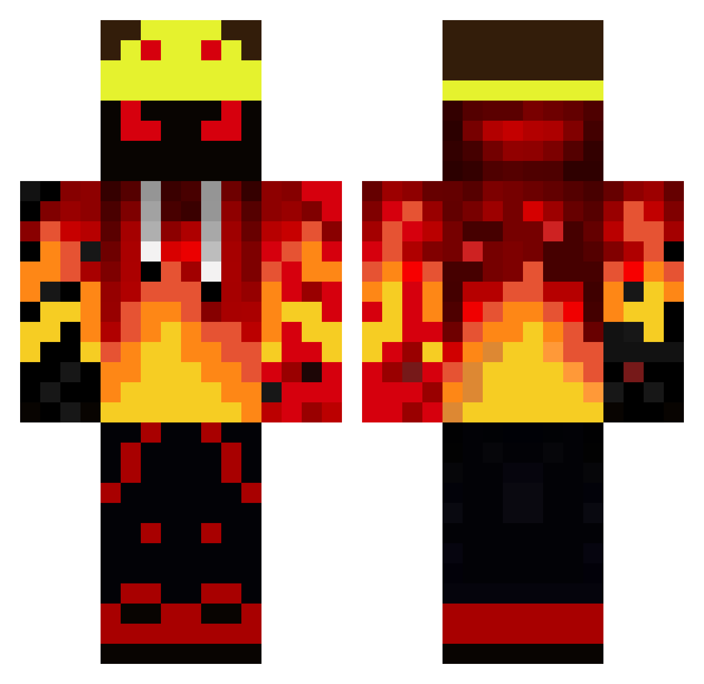 RMgamerking Minecraft skin, front and back view