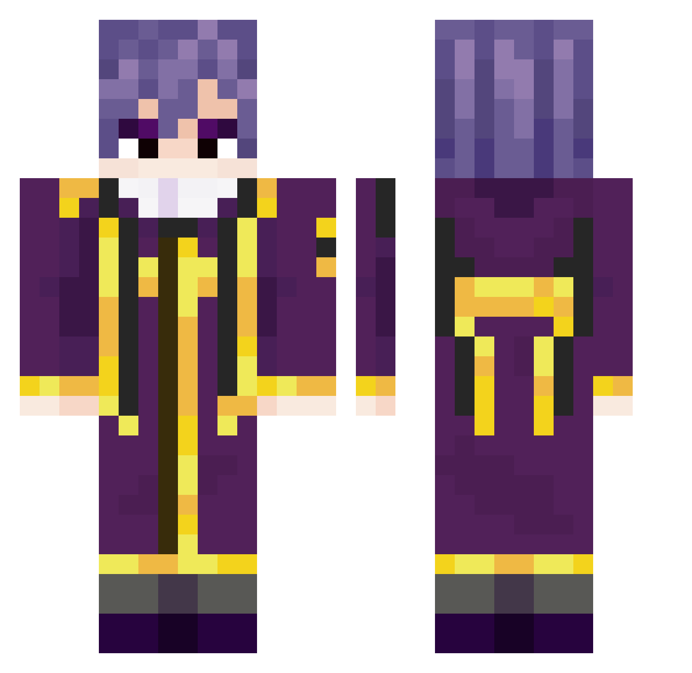 meowmerss Minecraft skin, front and back view