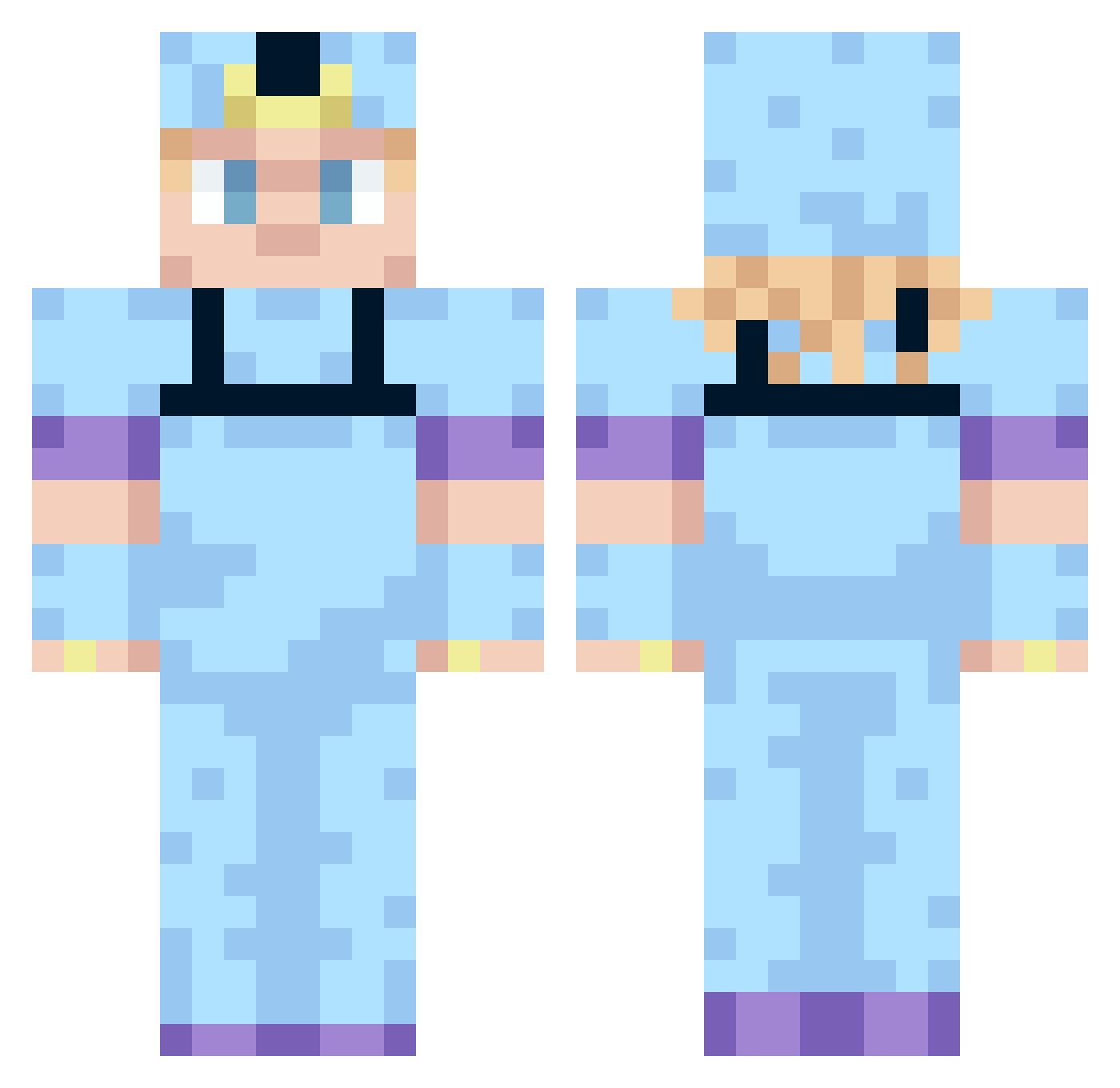 pletzner Minecraft skin, front and back view