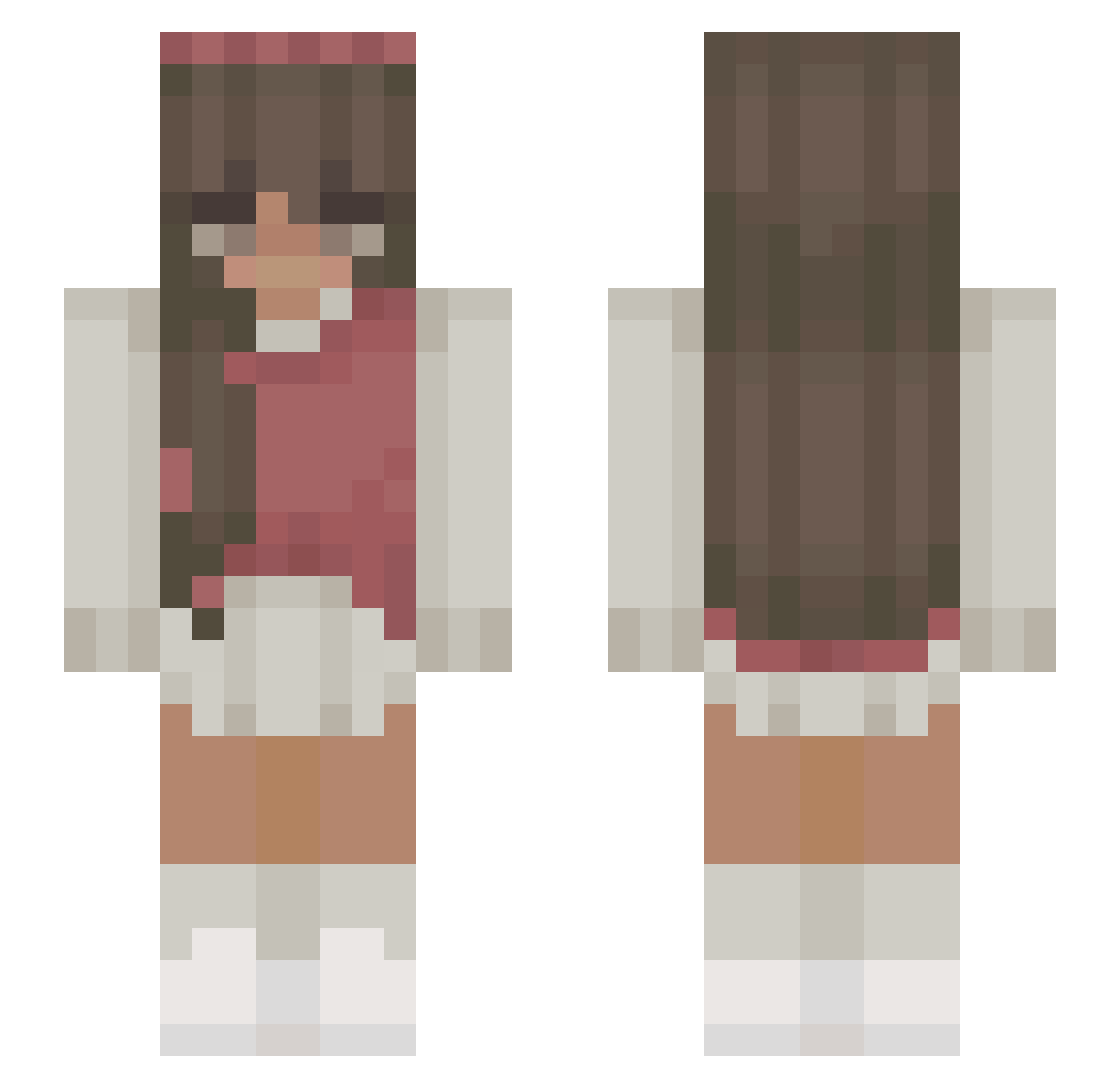 TotallyNotTsukii Minecraft skin, front and back view