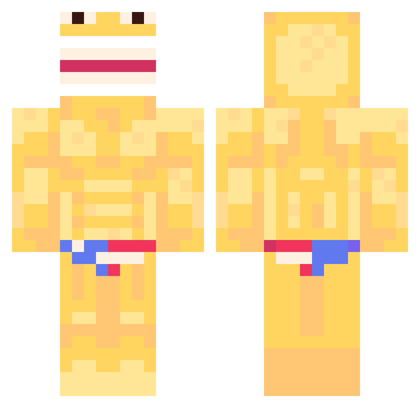 JamboUnchained Minecraft skin, front and back view