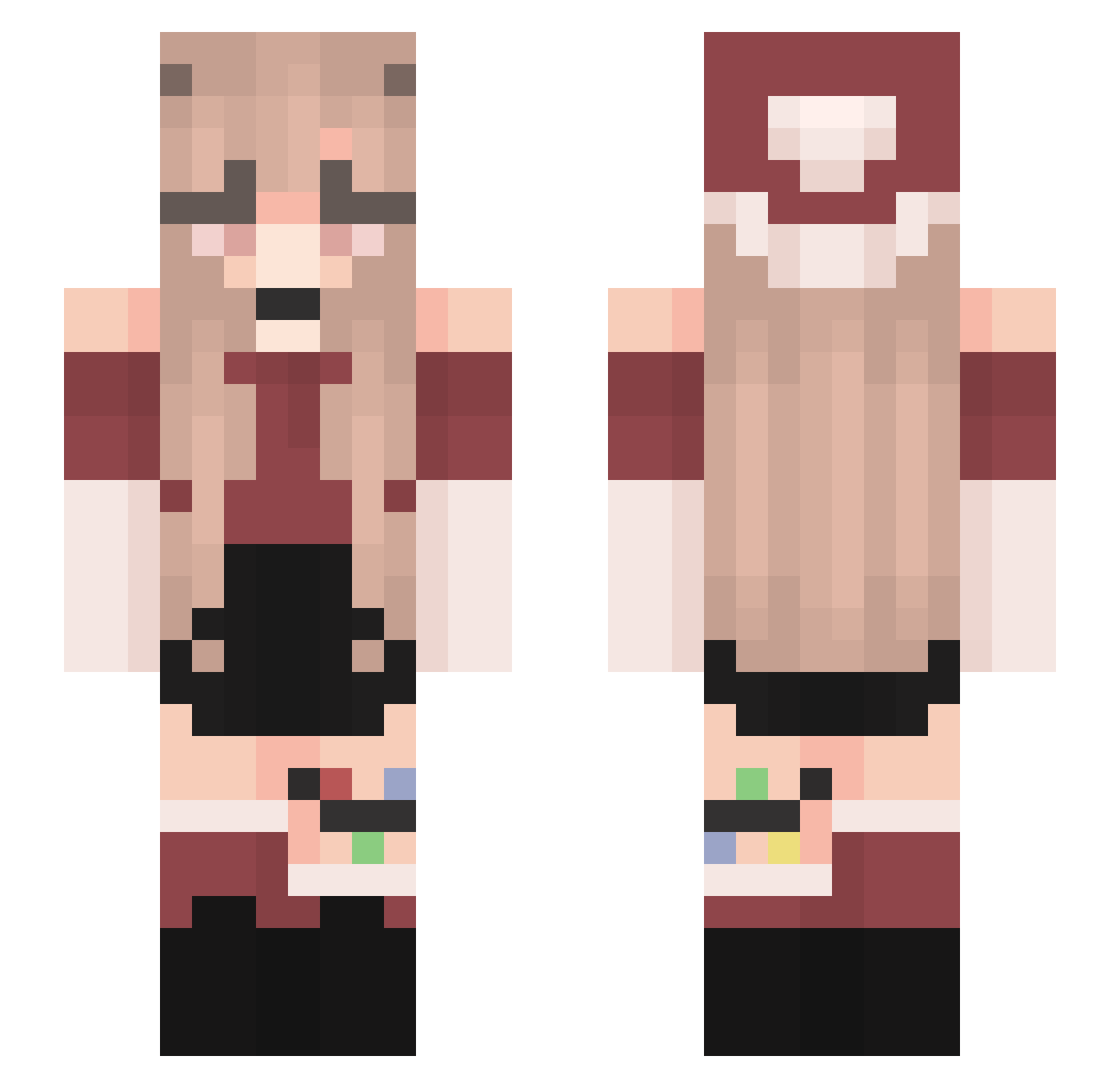 RIPbell Minecraft skin, front and back view