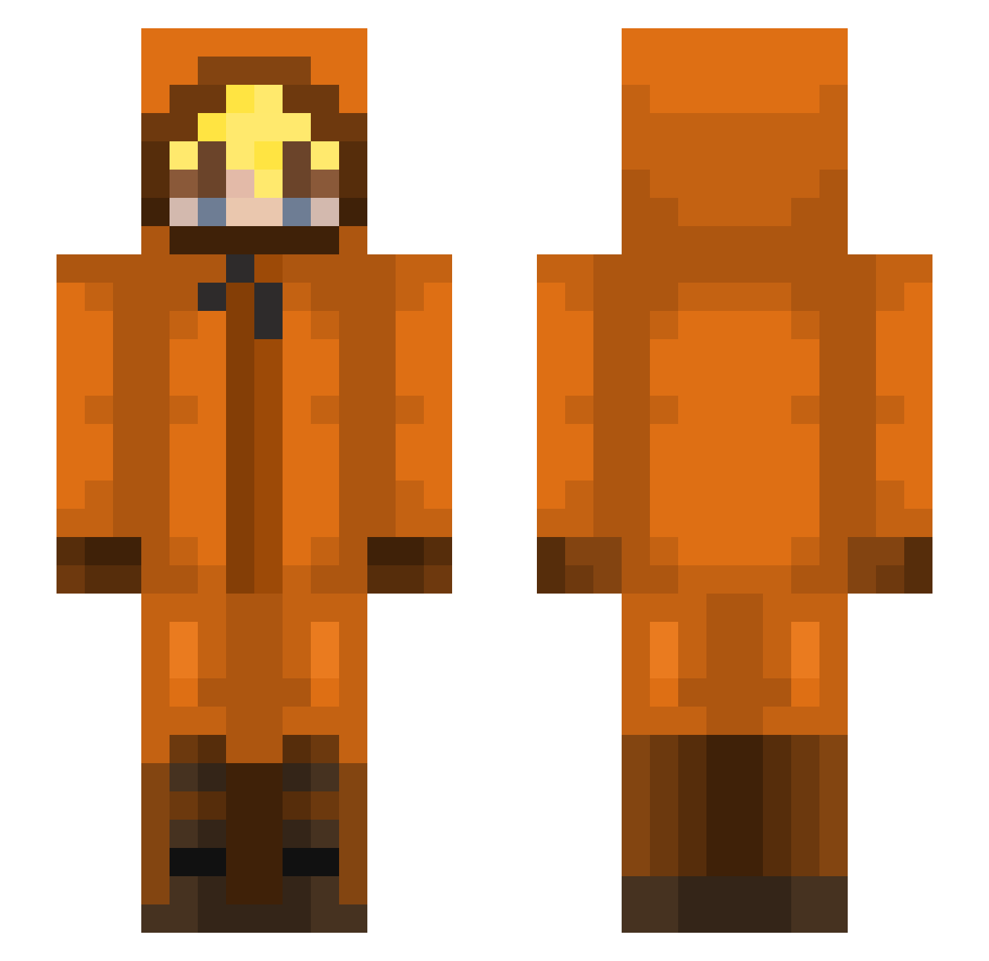 JackHache Minecraft skin, front and back view