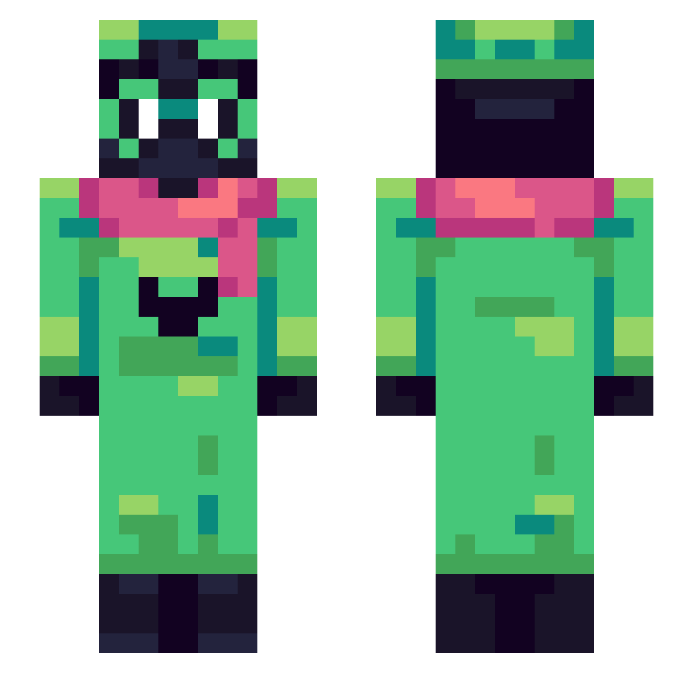 Hludge Minecraft skin, front and back view