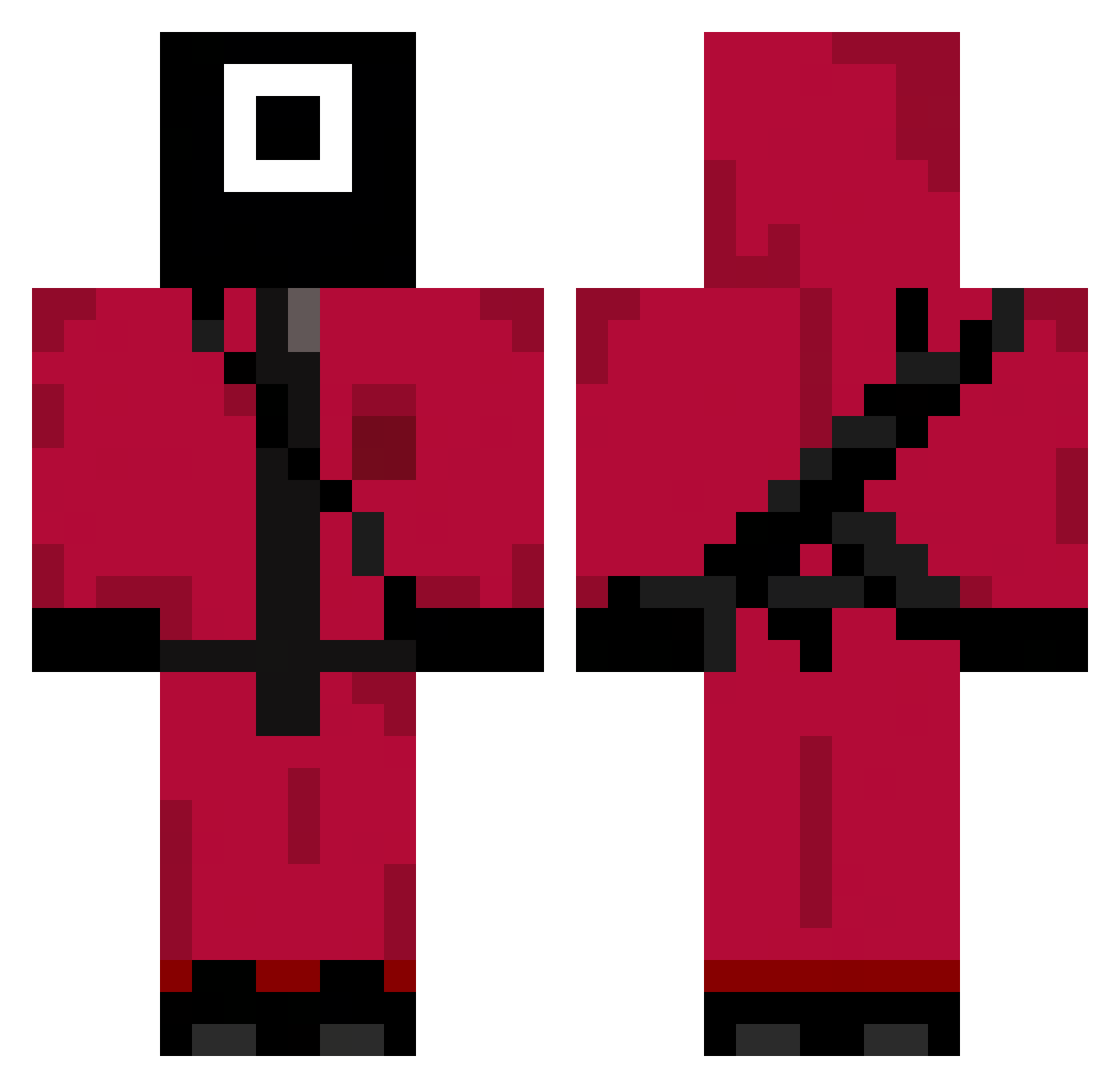 AdamFaker Minecraft skin, front and back view