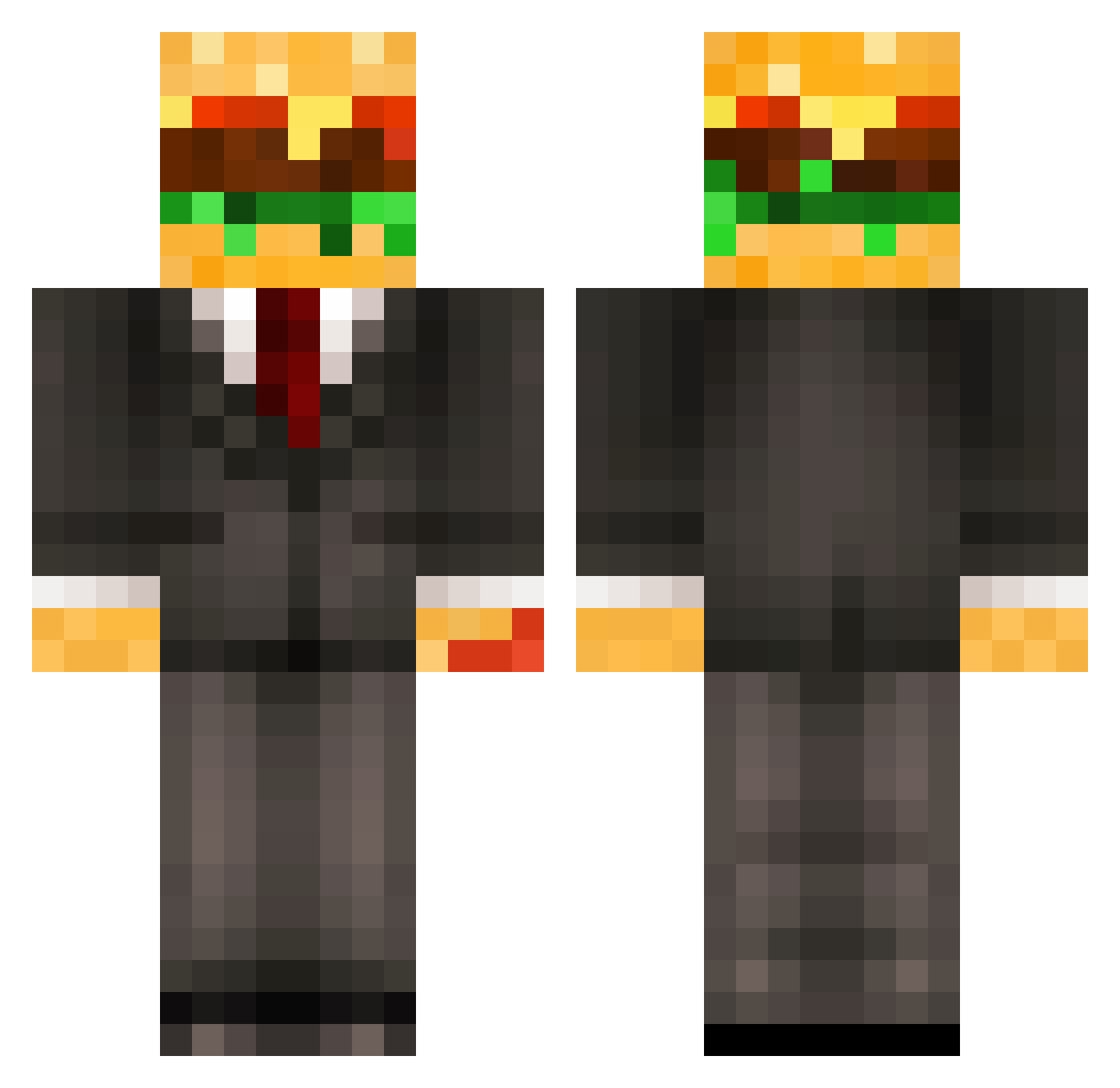 BigBurgerDeK Minecraft skin, front and back view