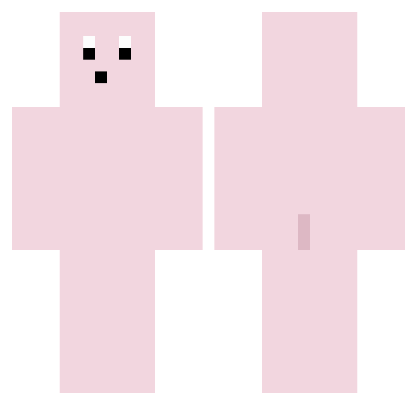 pluuuto Minecraft skin, front and back view