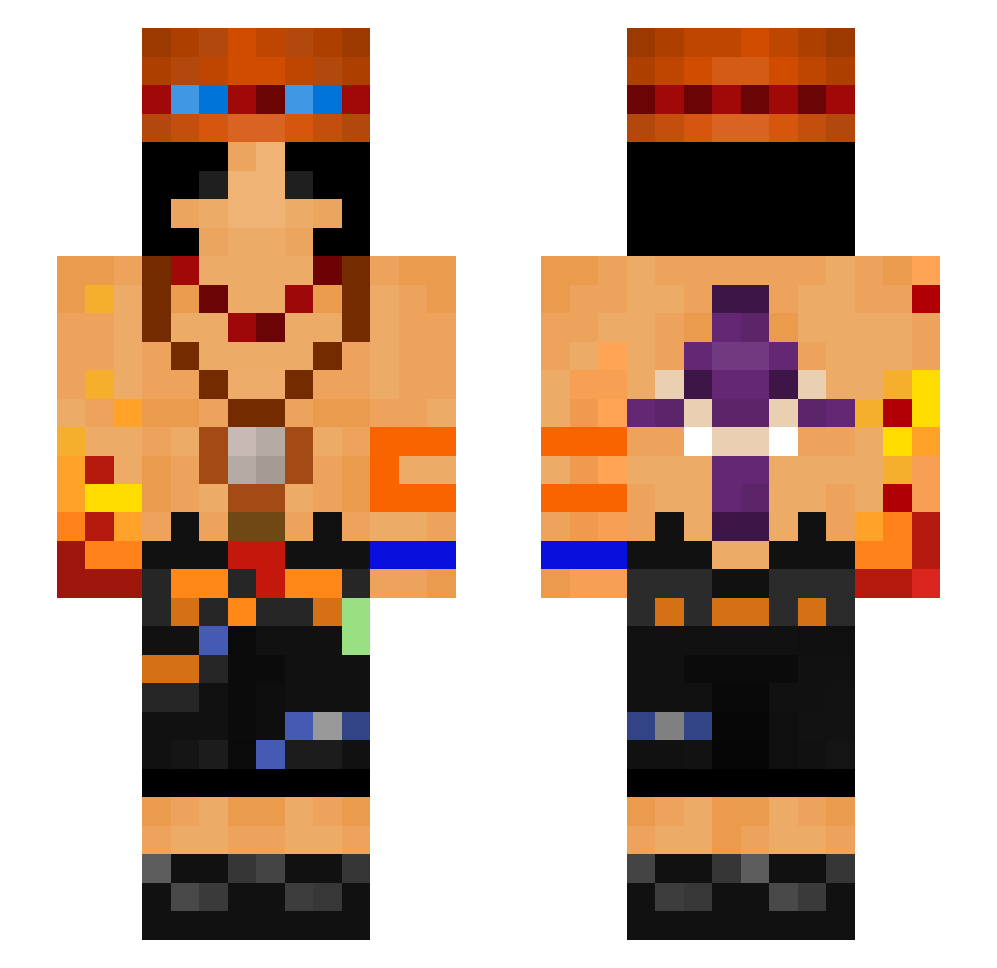 2nfc Minecraft skin, front and back view