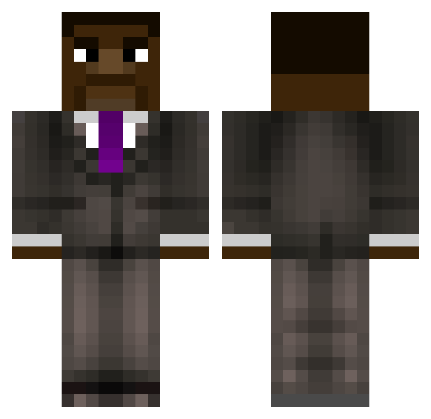 sussybakaq Minecraft skin, front and back view