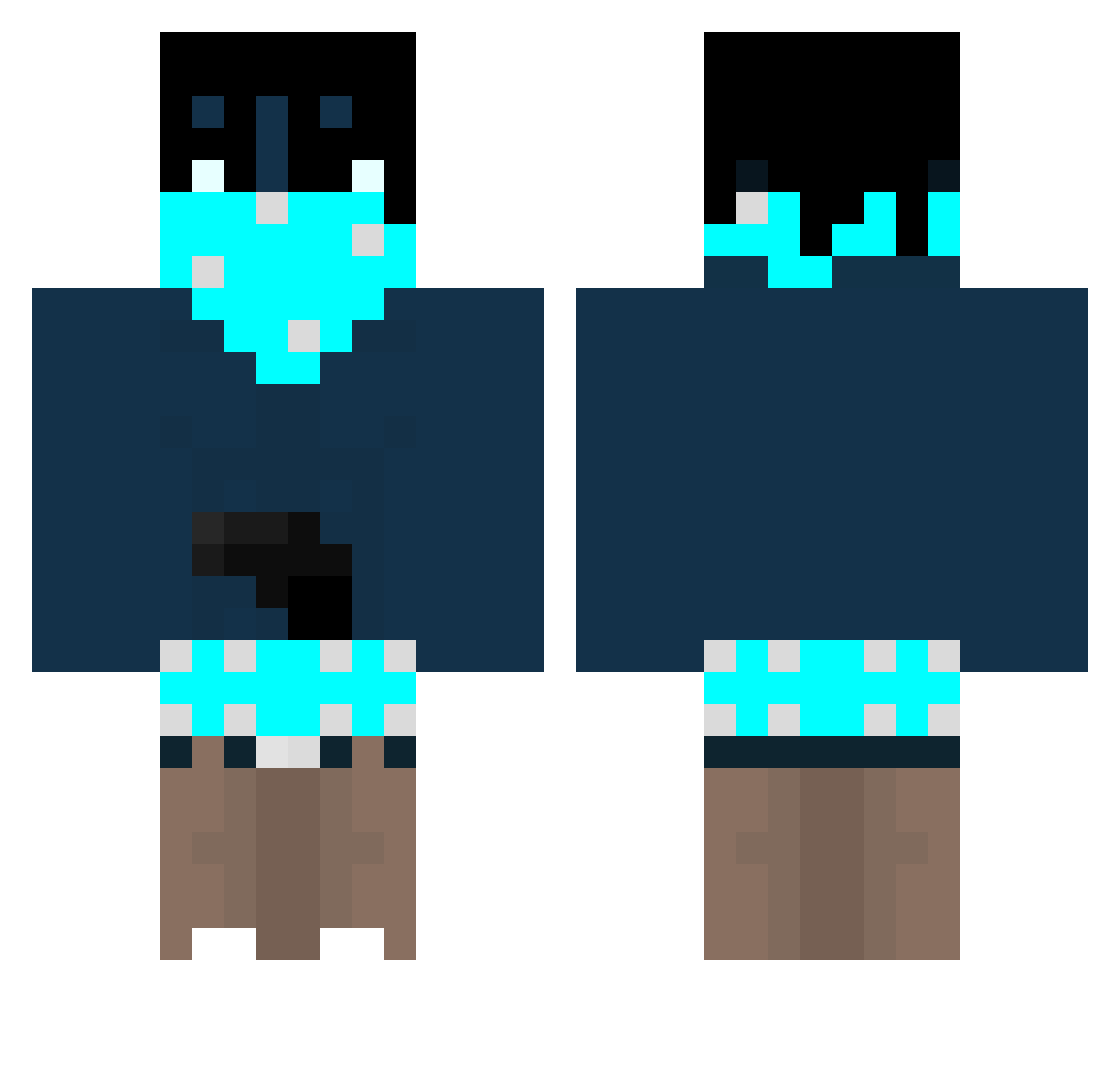 zombiehaze Minecraft skin, front and back view