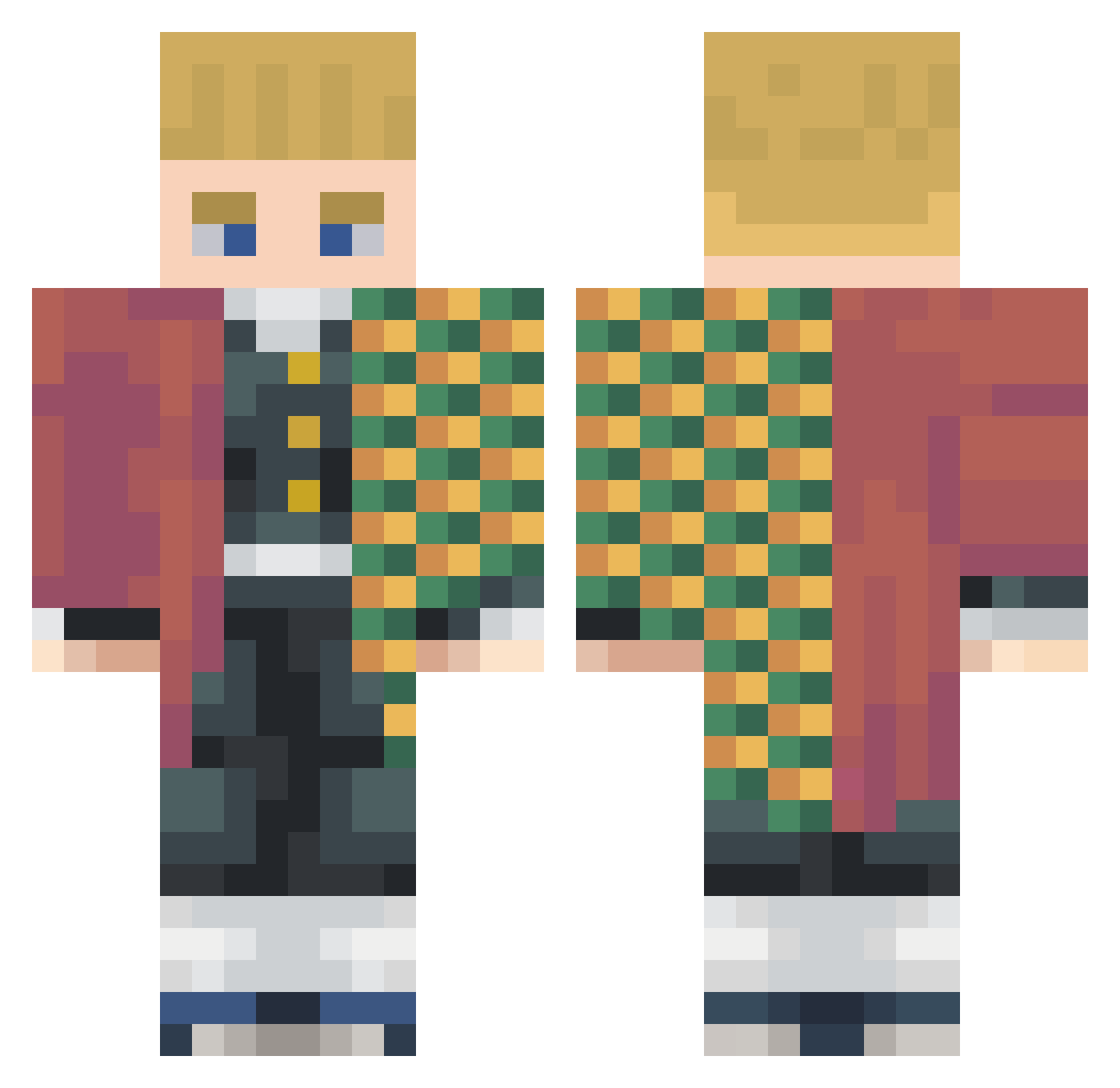 phlix101 Minecraft skin, front and back view