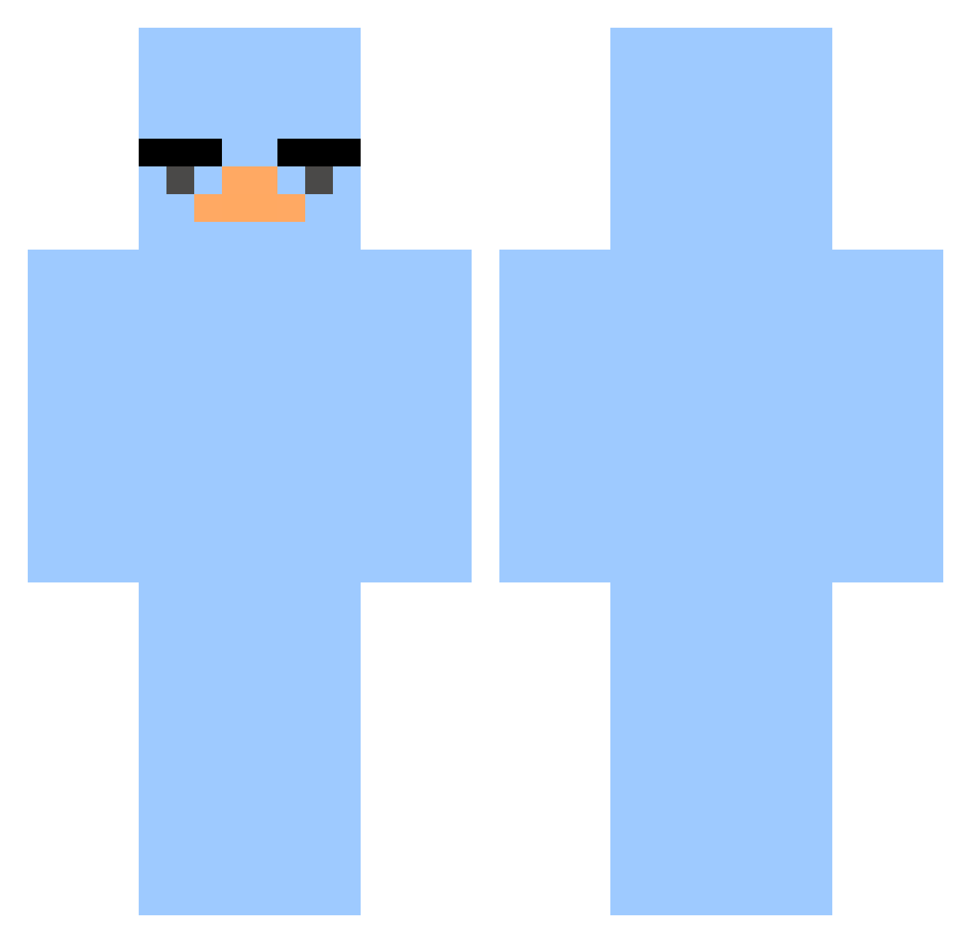 Xletnum Minecraft skin, front and back view