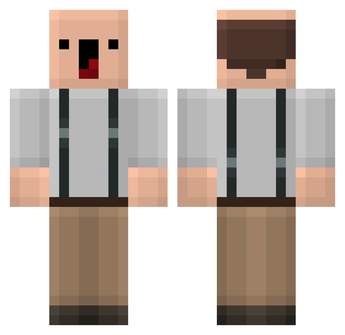 Discoursed Minecraft skin, front and back view