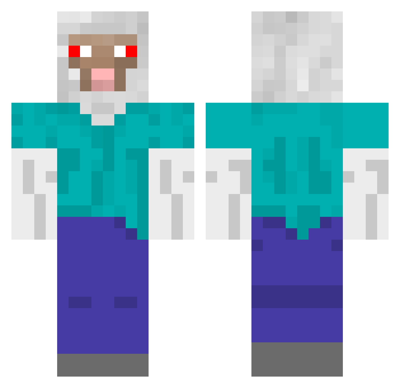 Xvpox Minecraft skin, front and back view