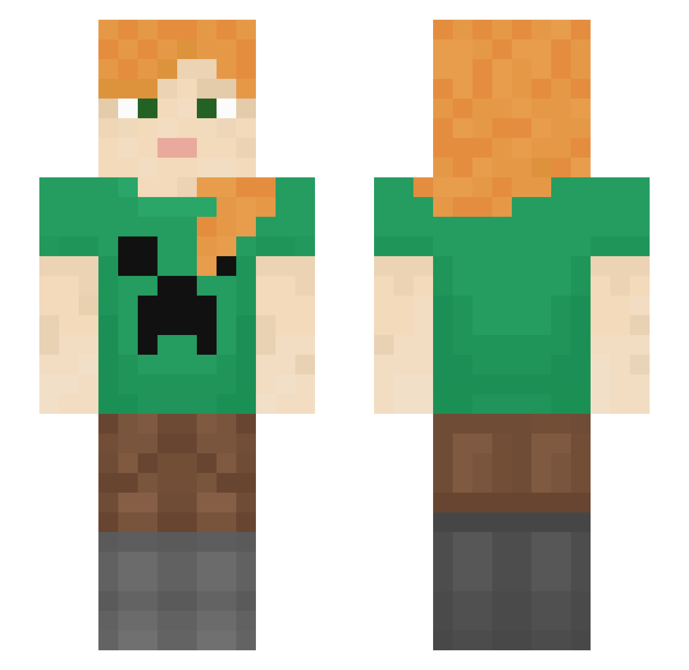ImJustaUnicorn Minecraft skin, front and back view