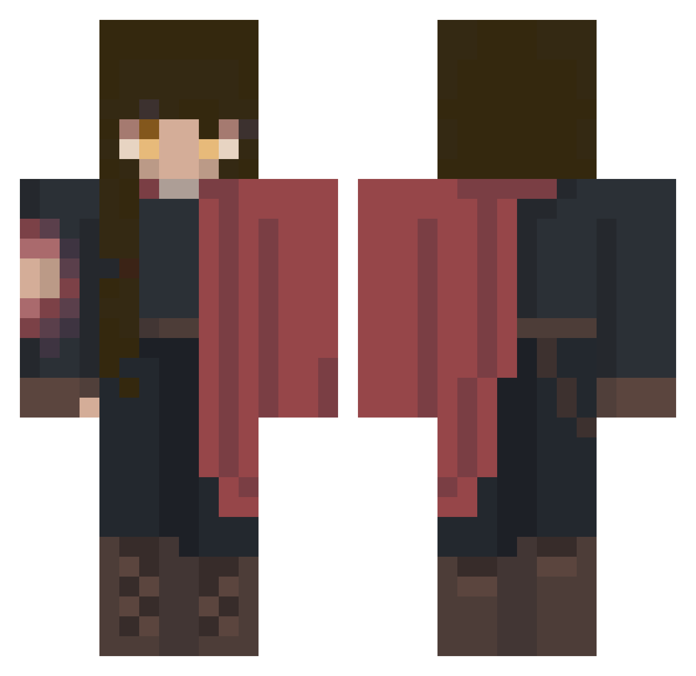 mysteea Minecraft skin, front and back view