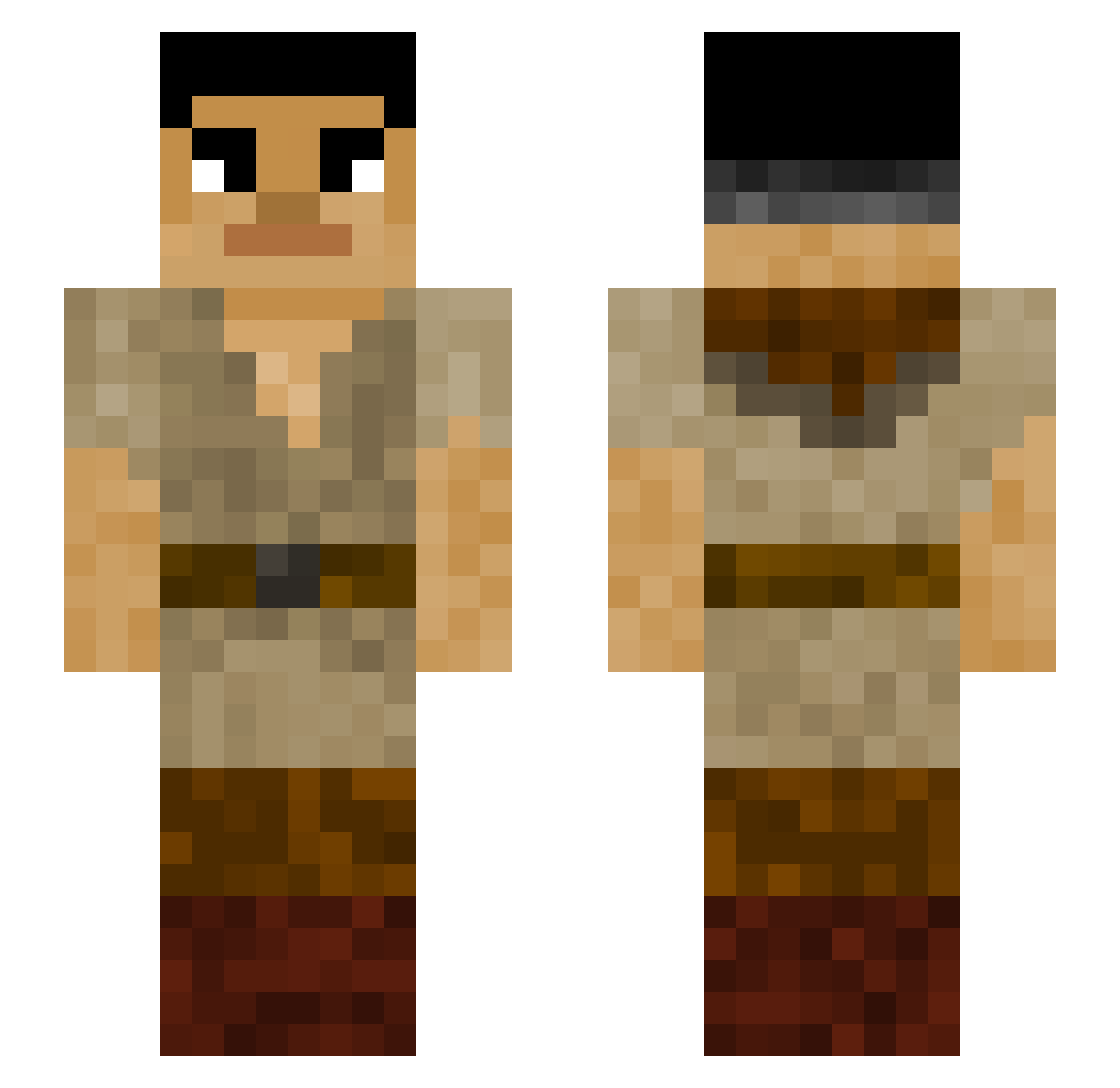 VexedLamp Minecraft skin, front and back view
