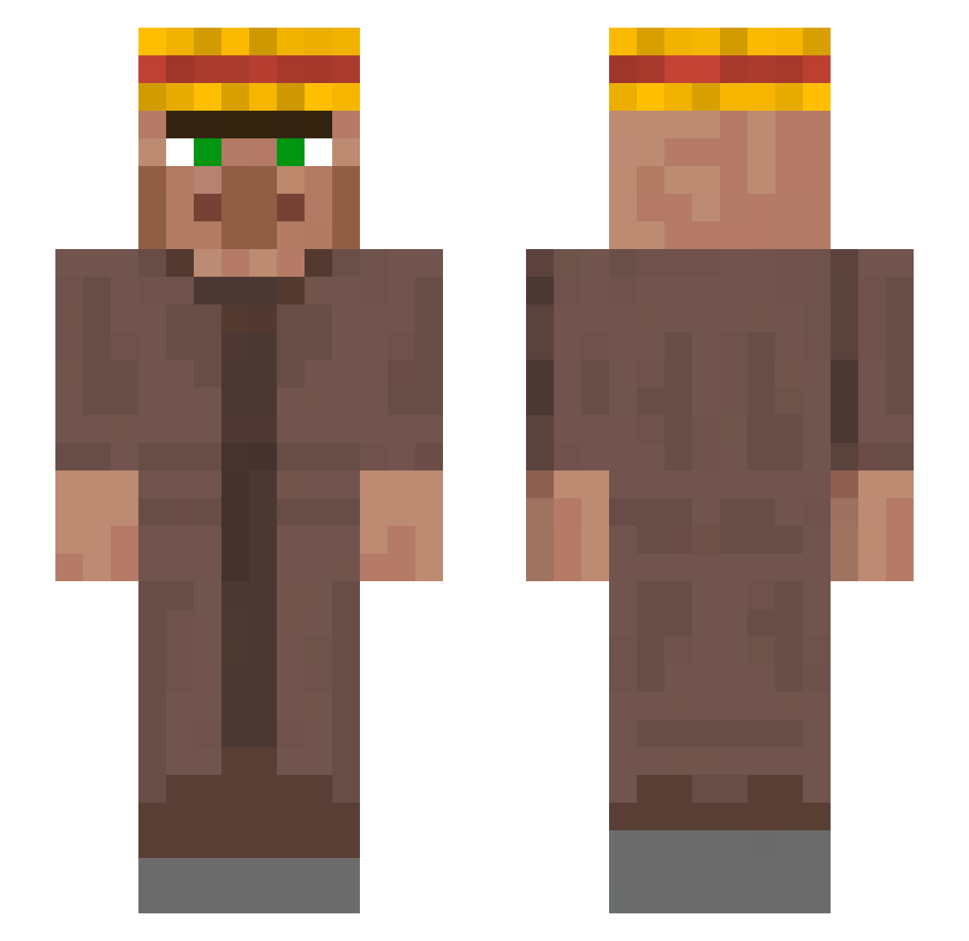 SaucyDSAD Minecraft skin, front and back view