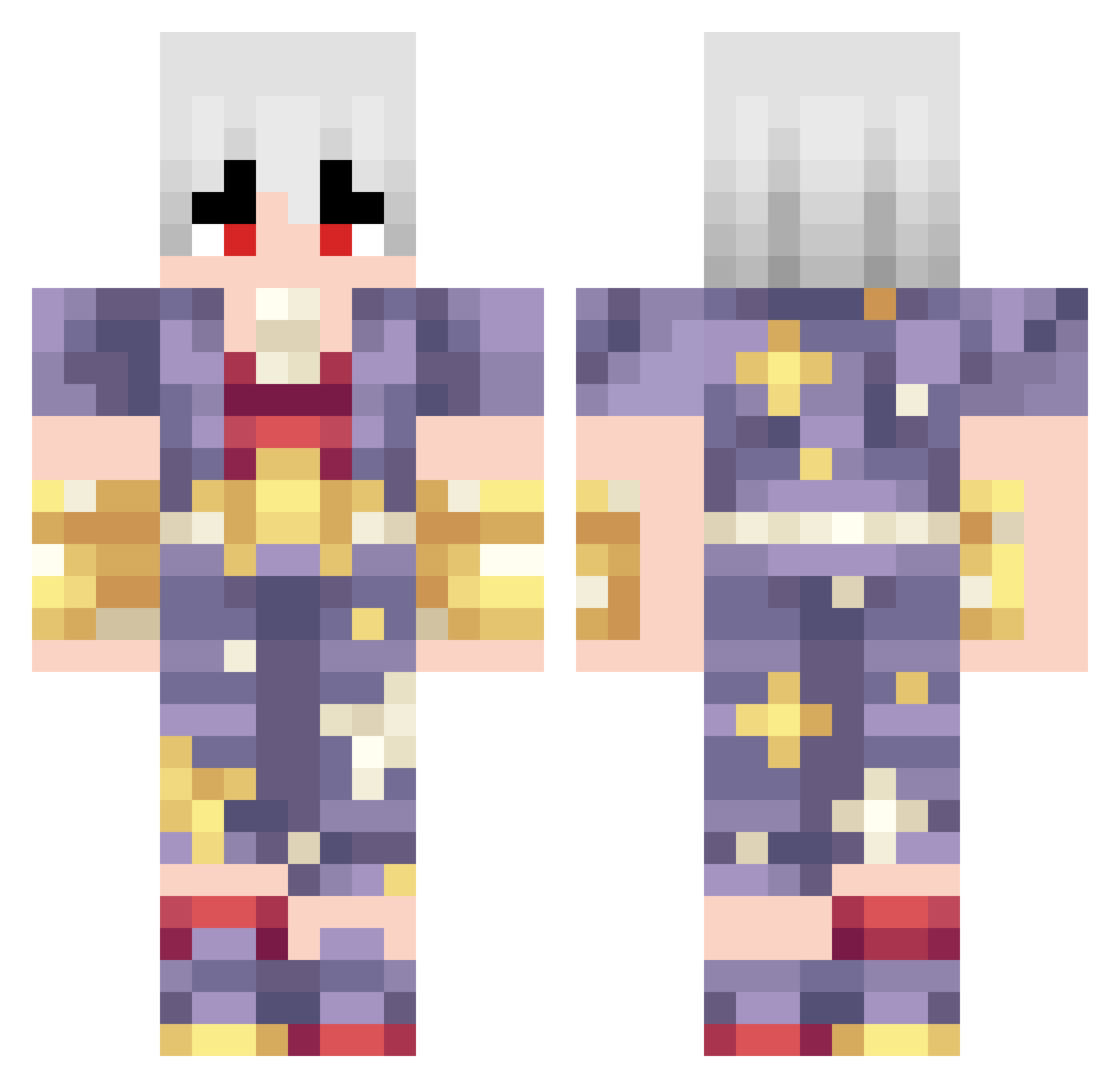 DarkDayz Minecraft skin, front and back view