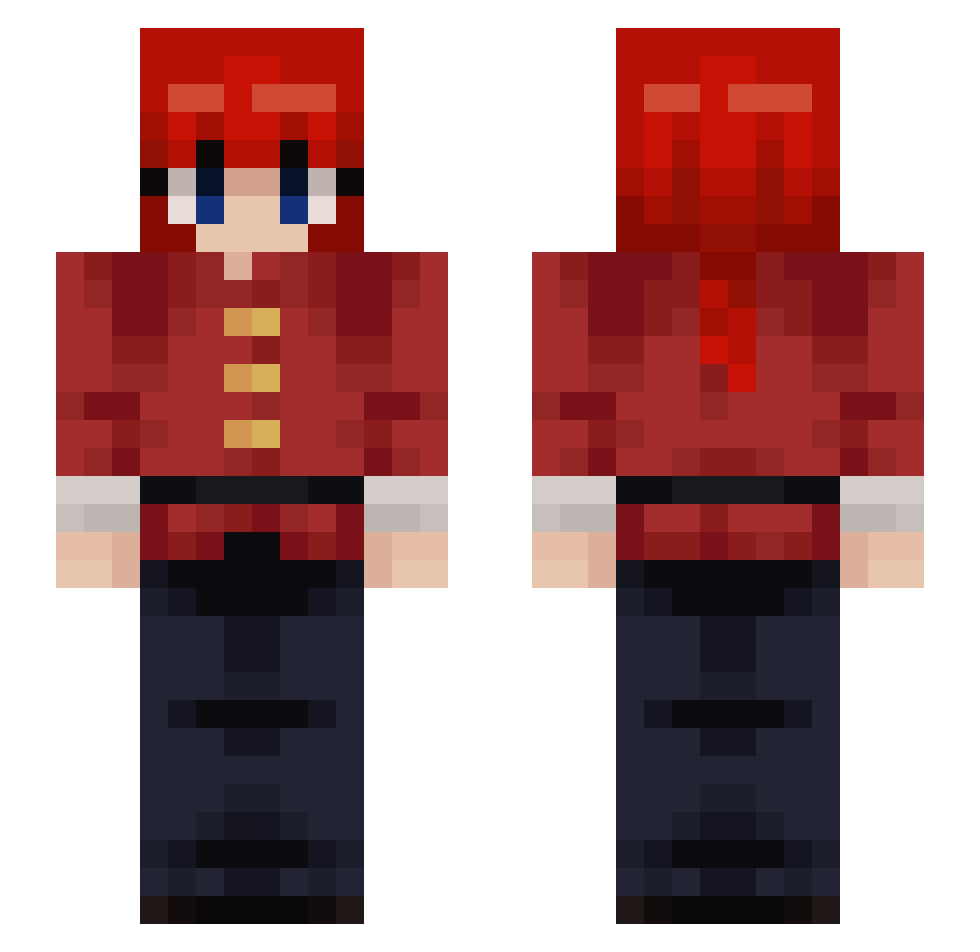 Redda4K Minecraft skin, front and back view