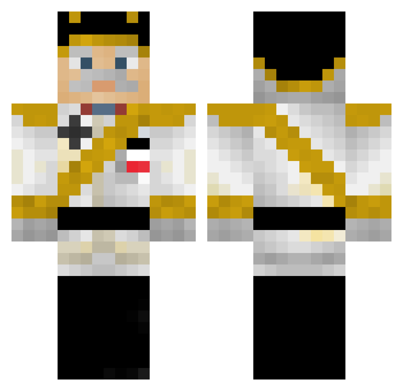 TheBaronJTH Minecraft skin, front and back view