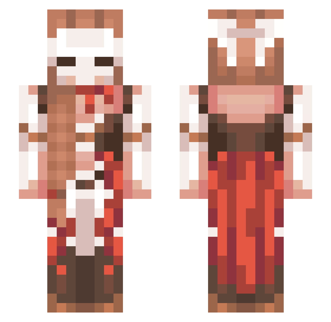 UncannilyTeeters Minecraft skin, front and back view