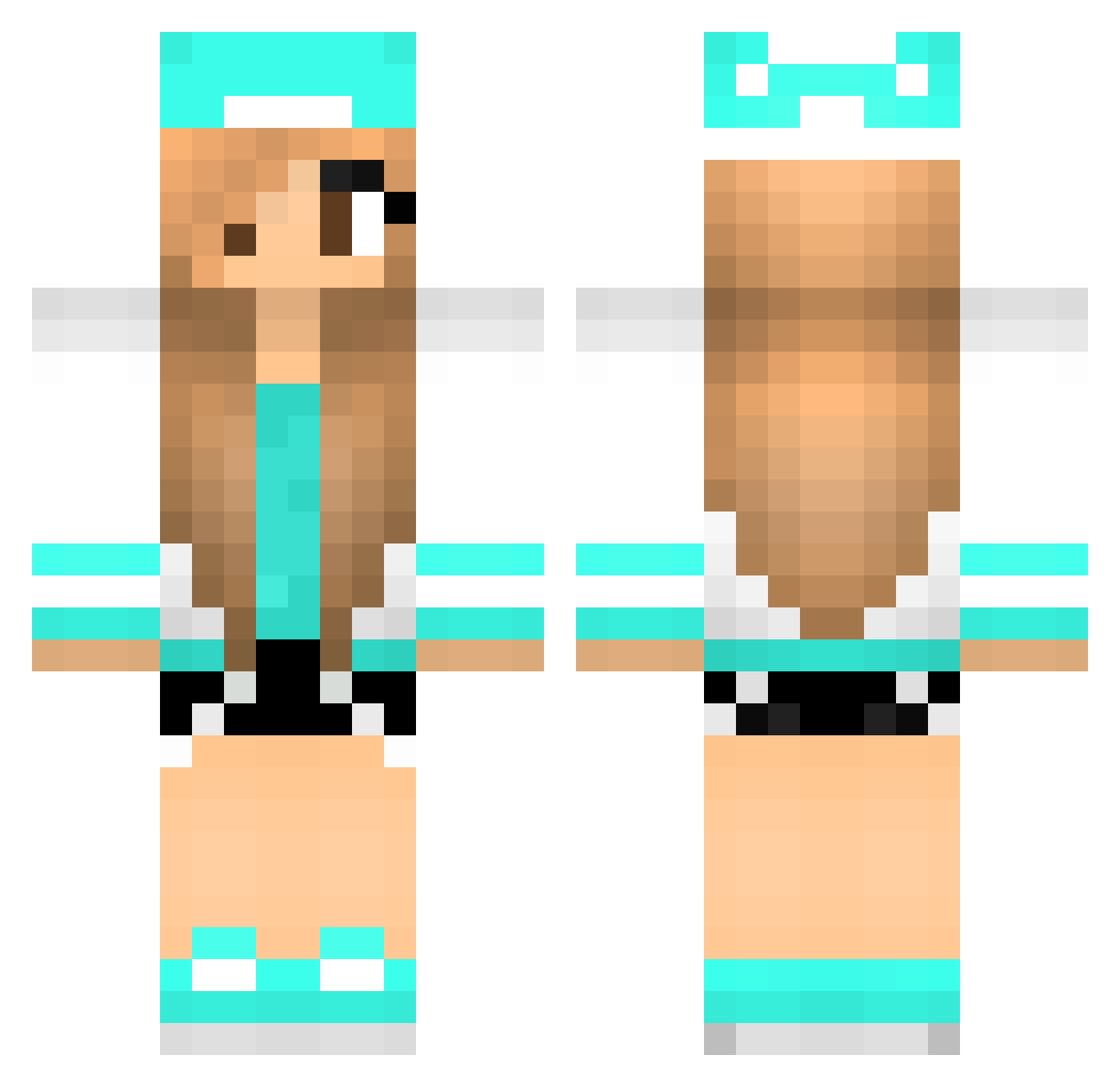 JENNIE Minecraft skin, front and back view