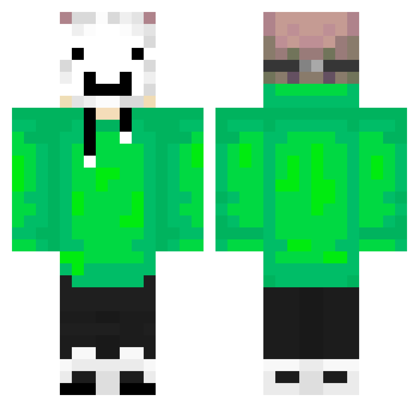 judelo Minecraft skin, front and back view