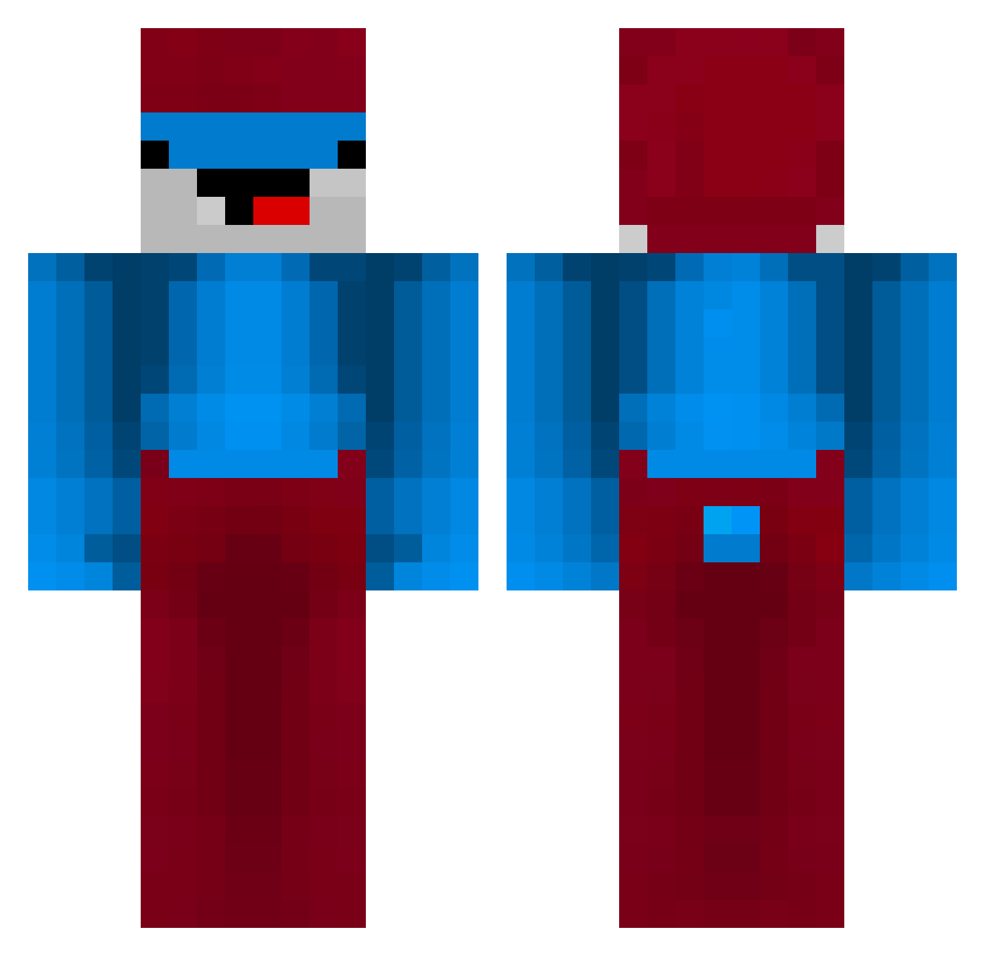 SpxckFxlte Minecraft skin, front and back view