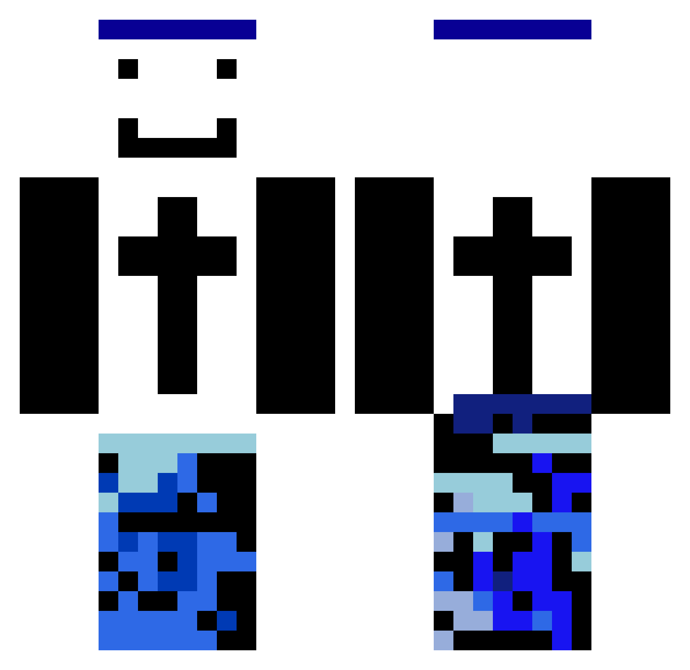 Superslammega Minecraft skin, front and back view