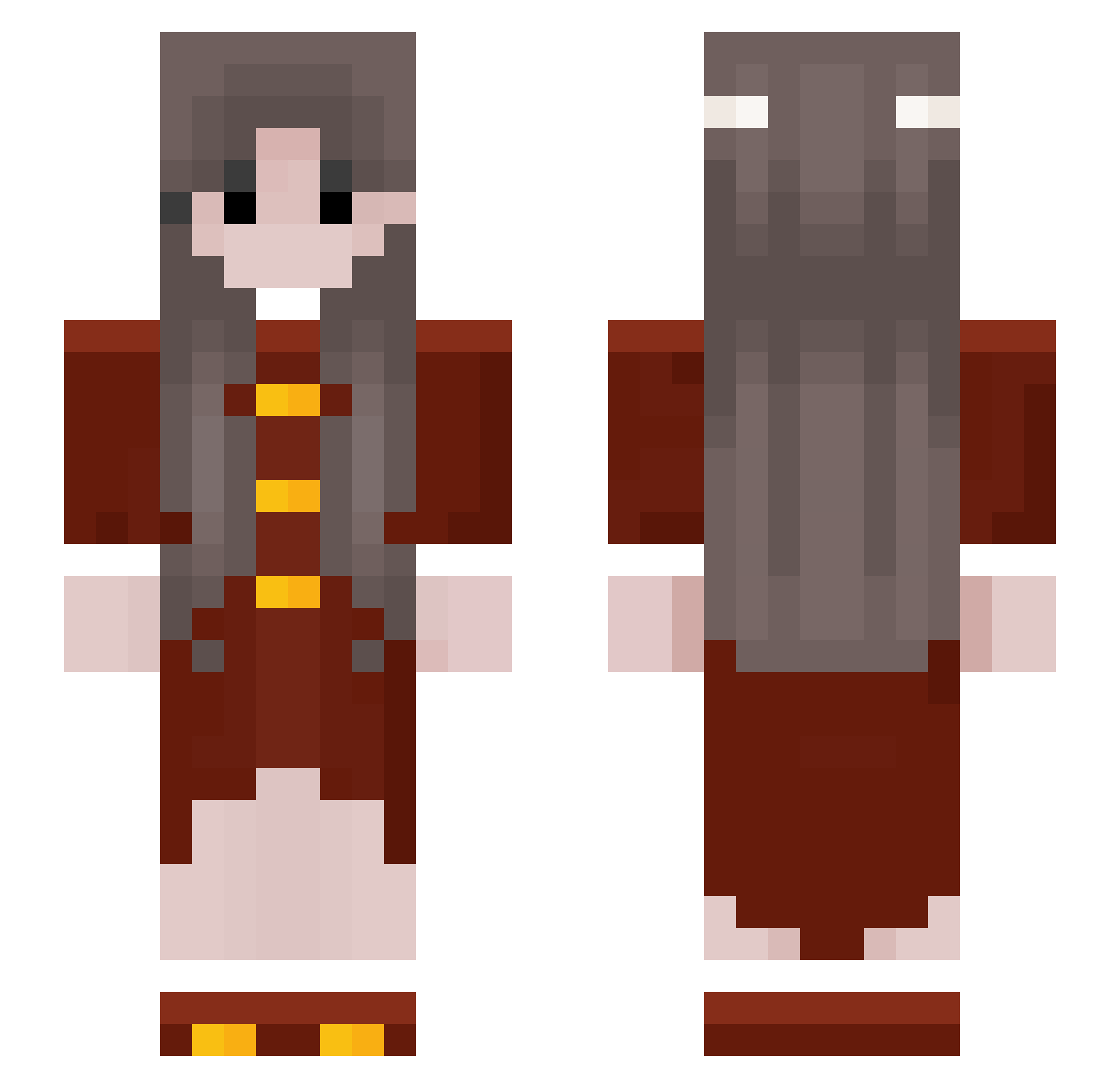 Rayachu Minecraft skin, front and back view
