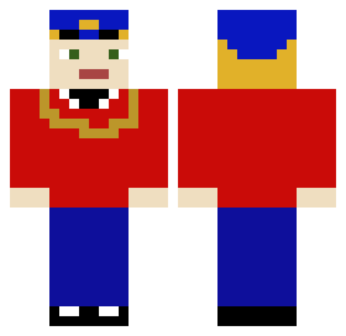 Mr_Beau Minecraft skin, front and back view