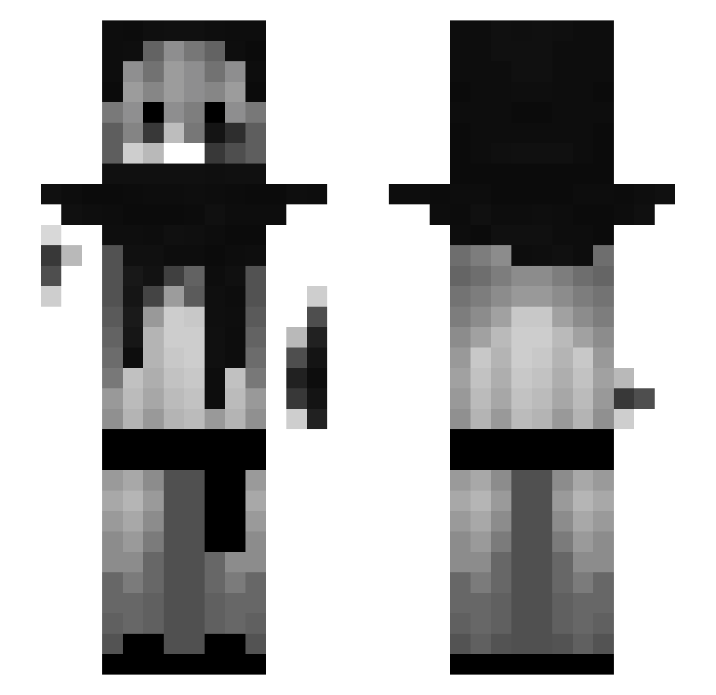 Niximi Minecraft skin, front and back view
