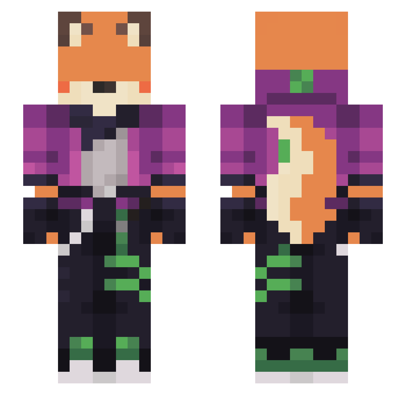 teawithtiger Minecraft skin, front and back view