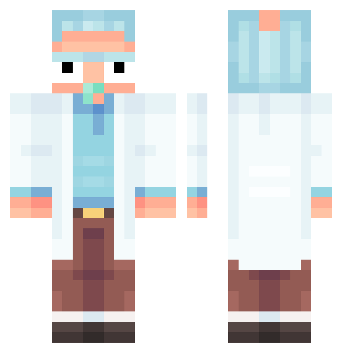 Freundit Minecraft skin, front and back view