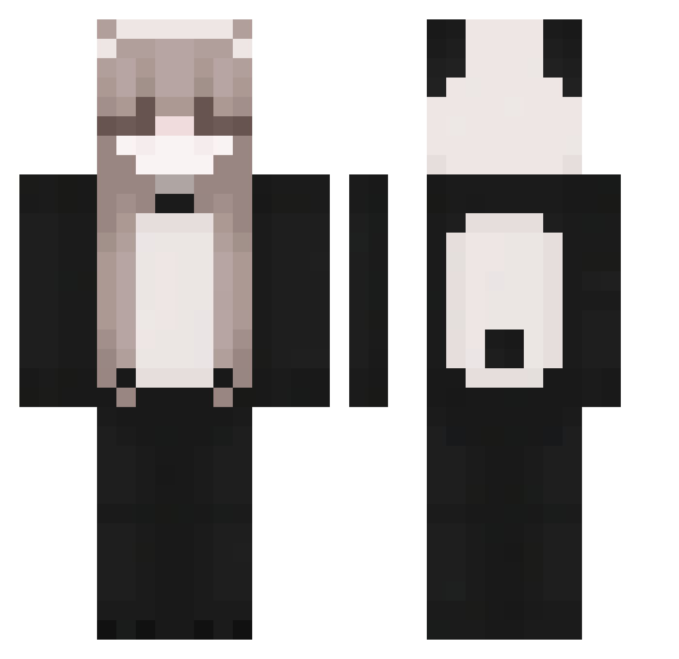 zzaii Minecraft skin, front and back view