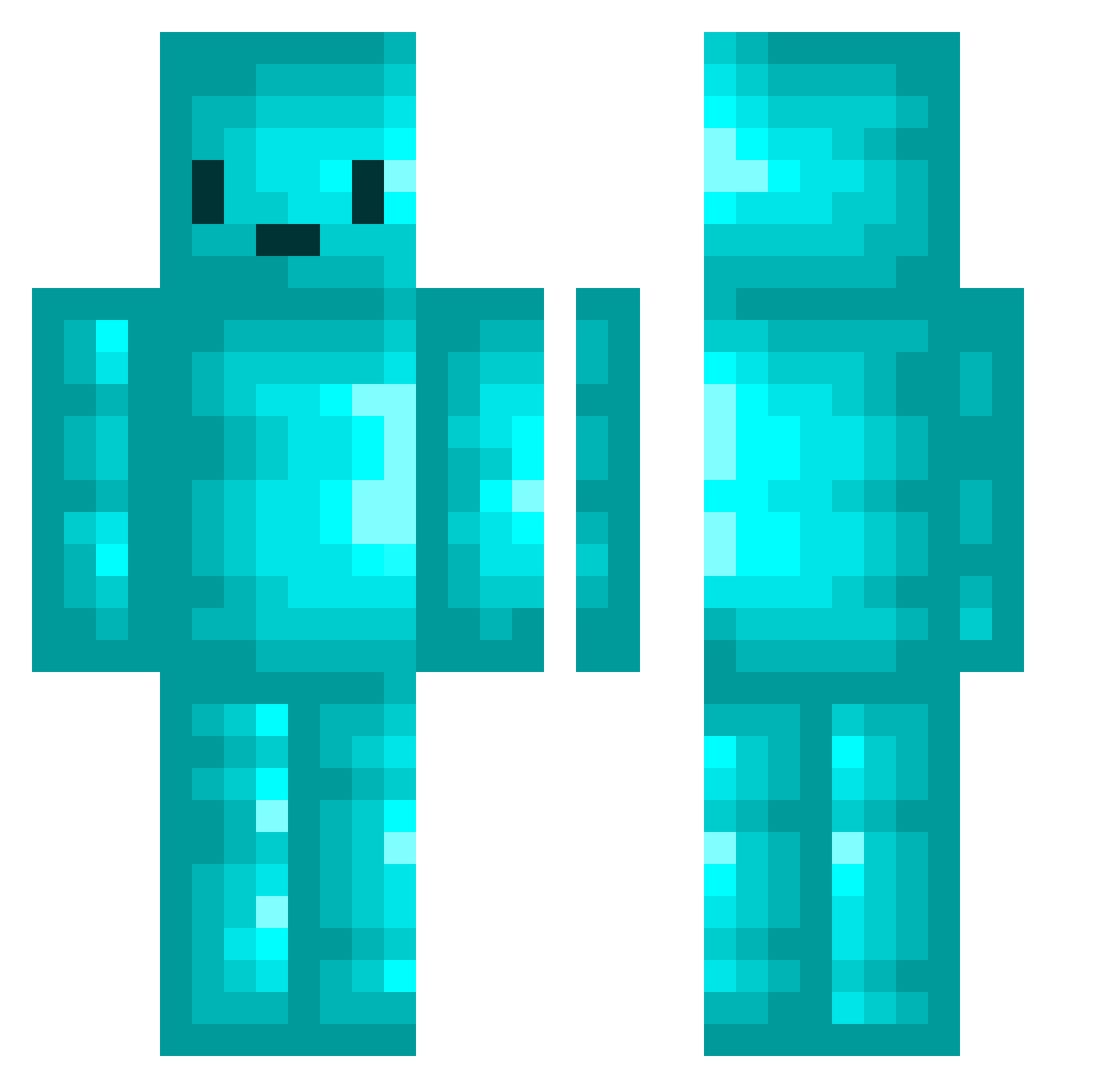 RickyBeCr33pin Minecraft skin, front and back view