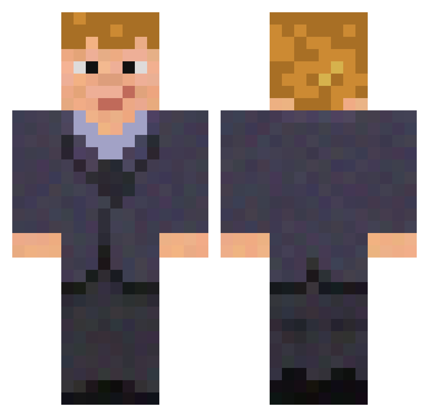 AkelaMC Minecraft skin, front and back view