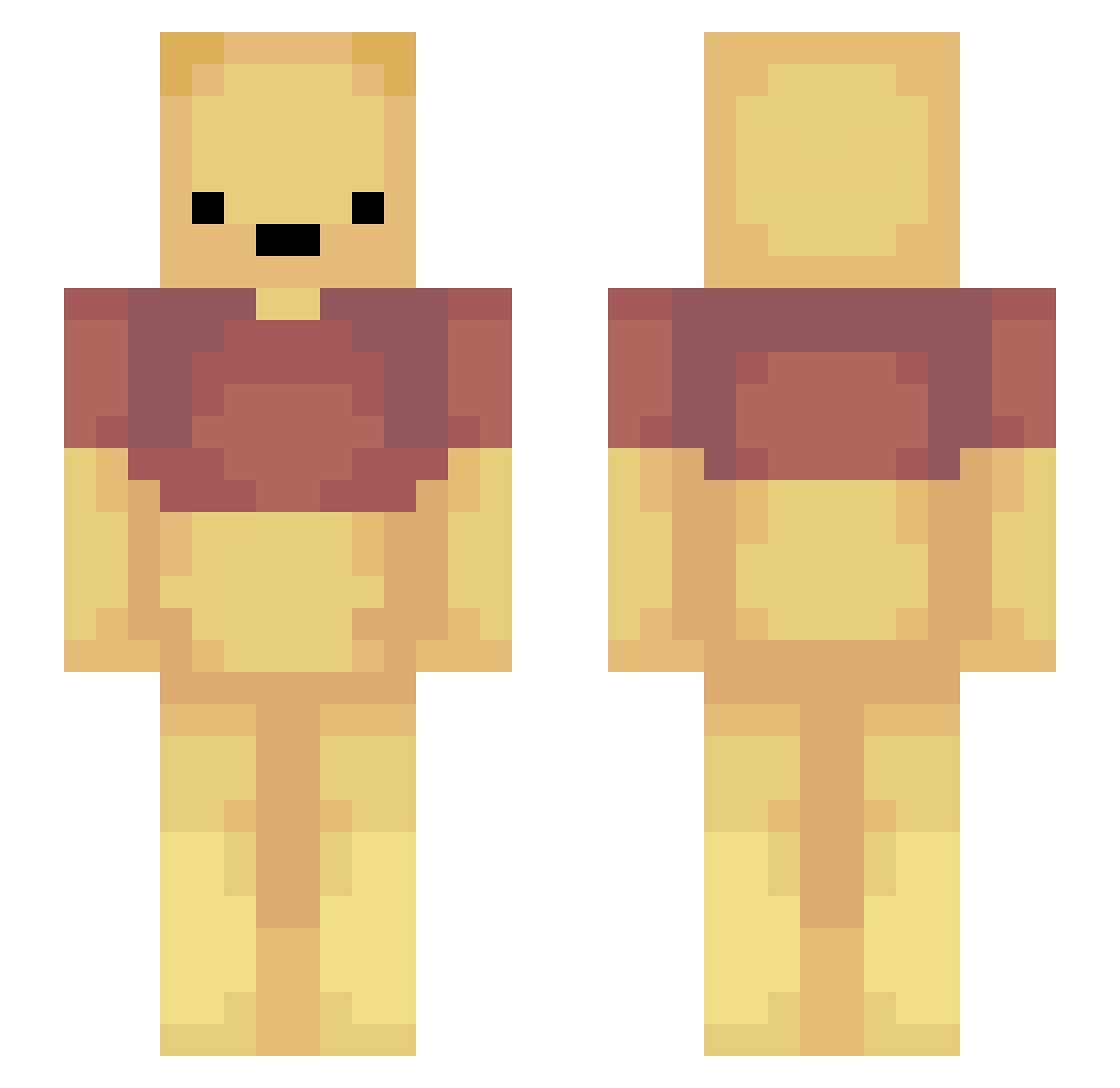 Twiny Minecraft skin, front and back view