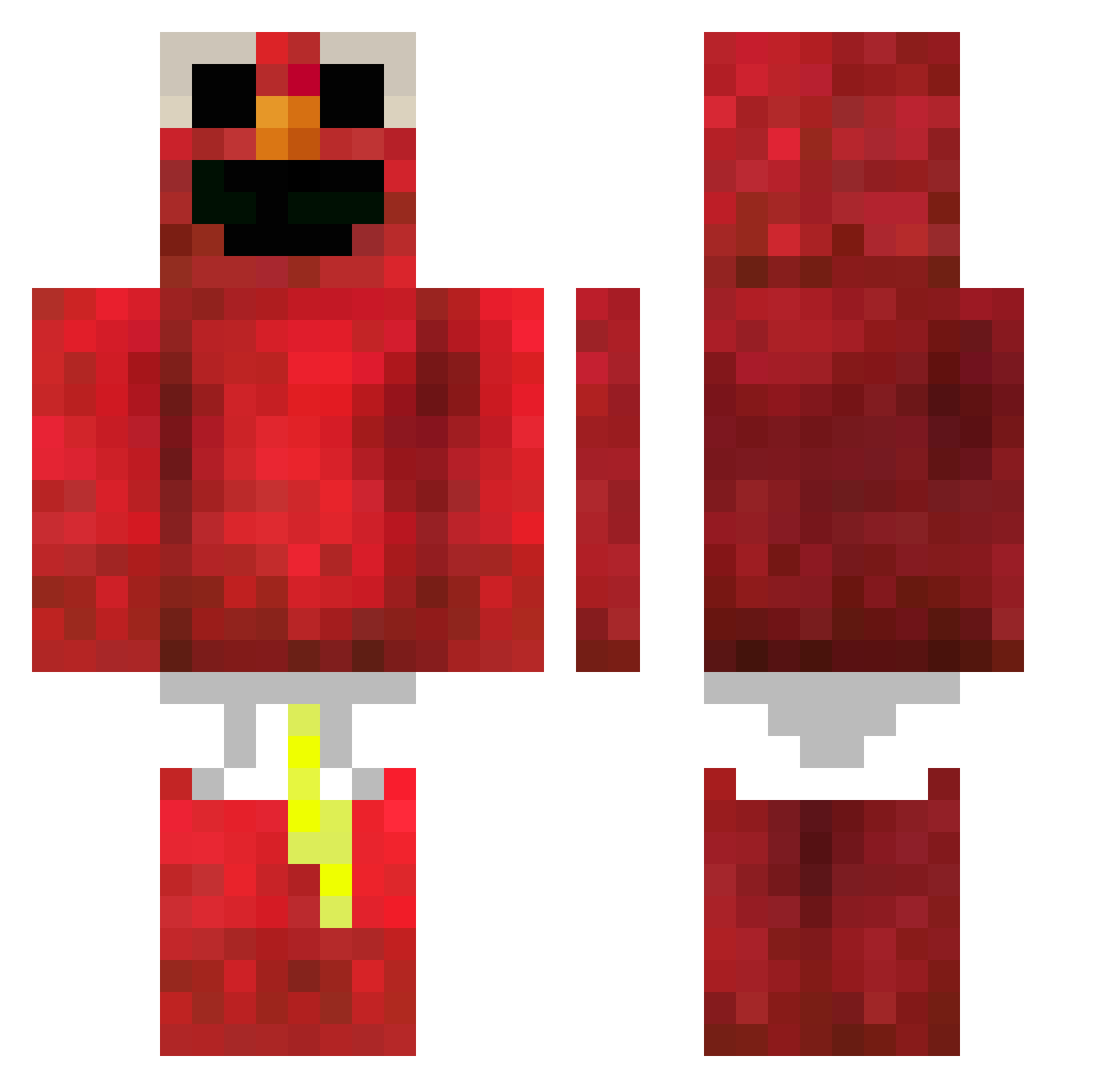 Zoldyckskud Minecraft skin, front and back view