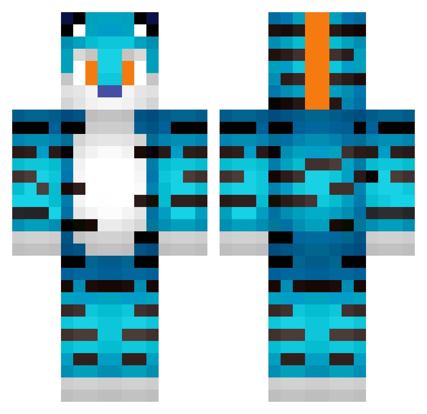 Torathetiger12 Minecraft skin, front and back view