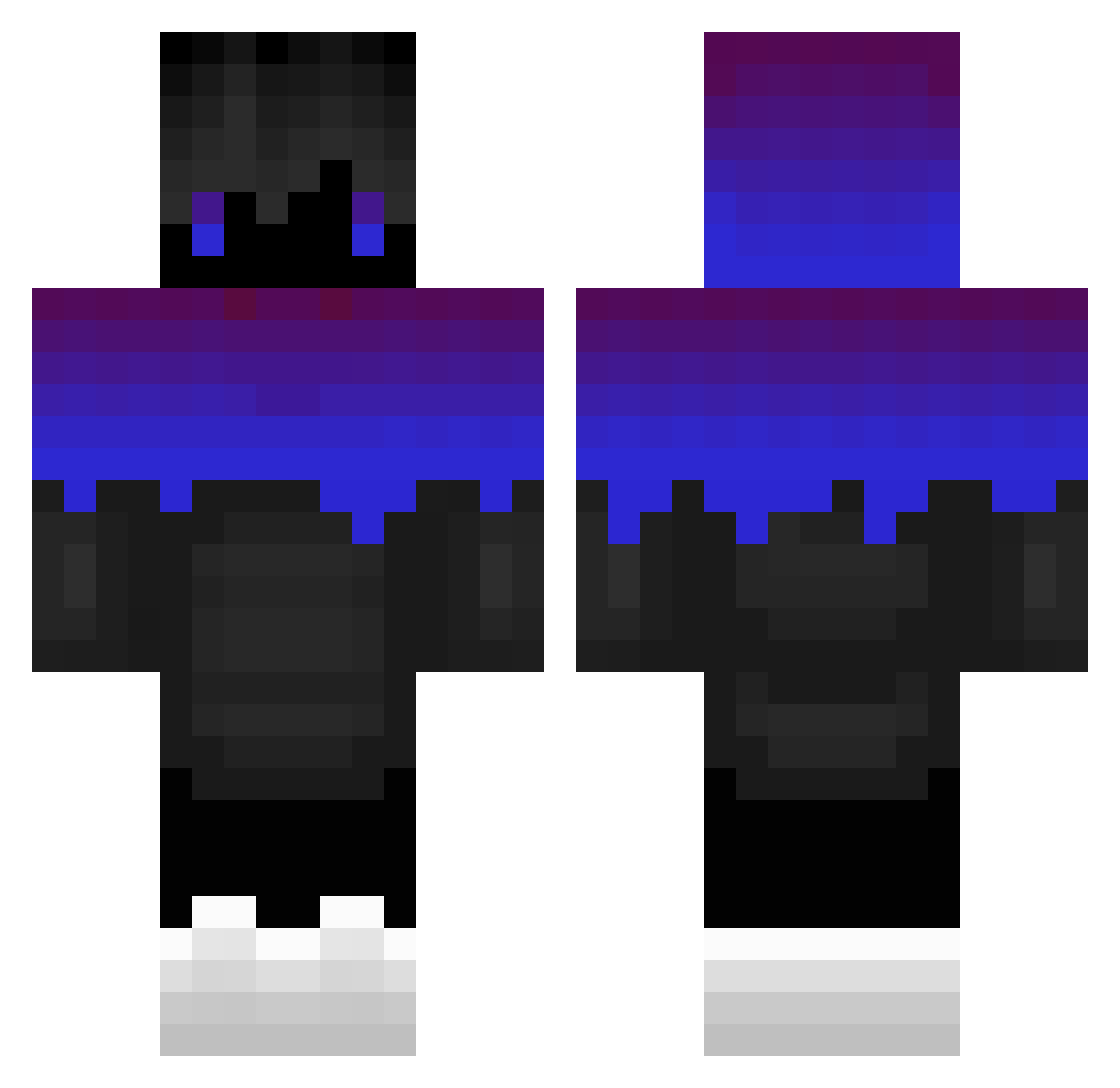 Ungekippt Minecraft skin, front and back view