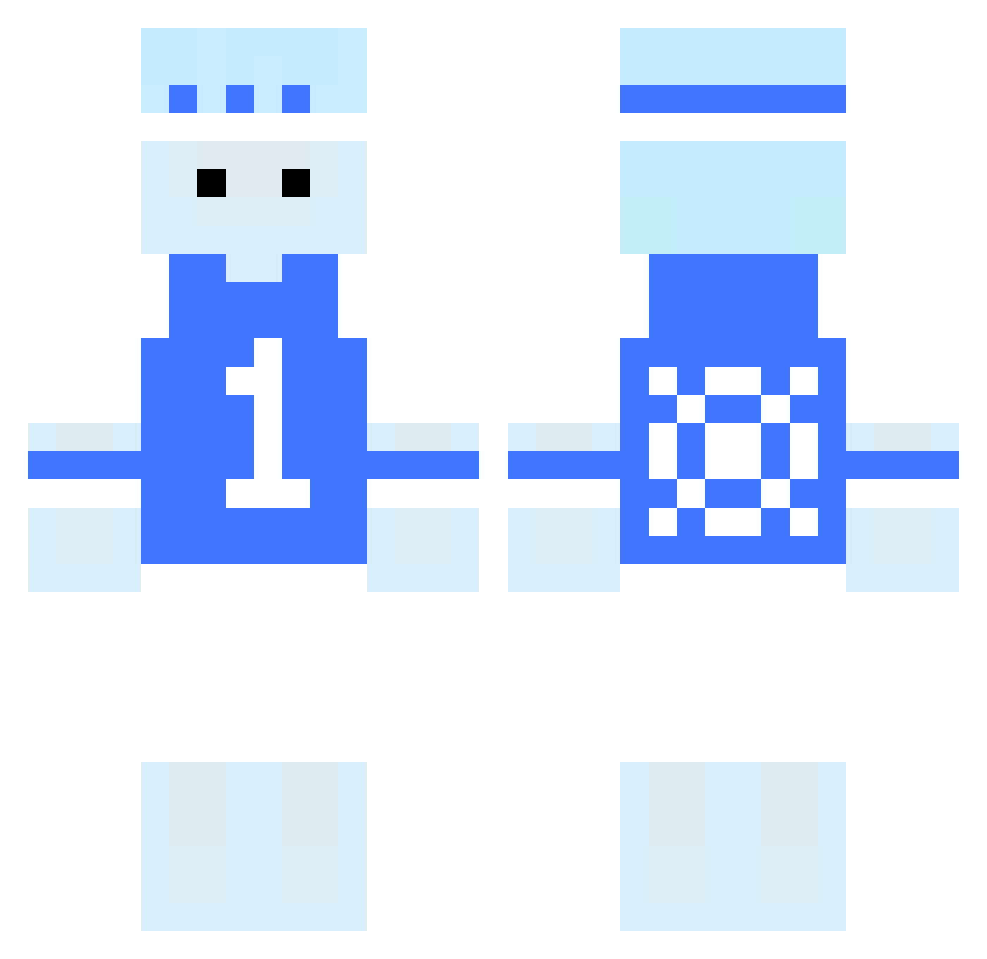 Cyoto_Snow Minecraft skin, front and back view