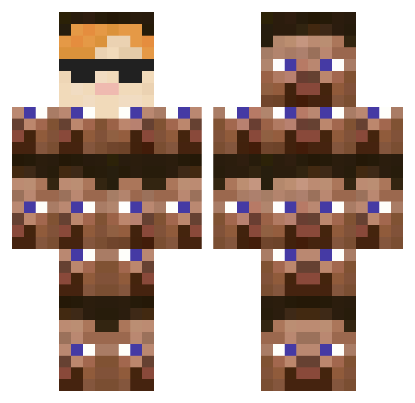pluxonMK Minecraft skin, front and back view