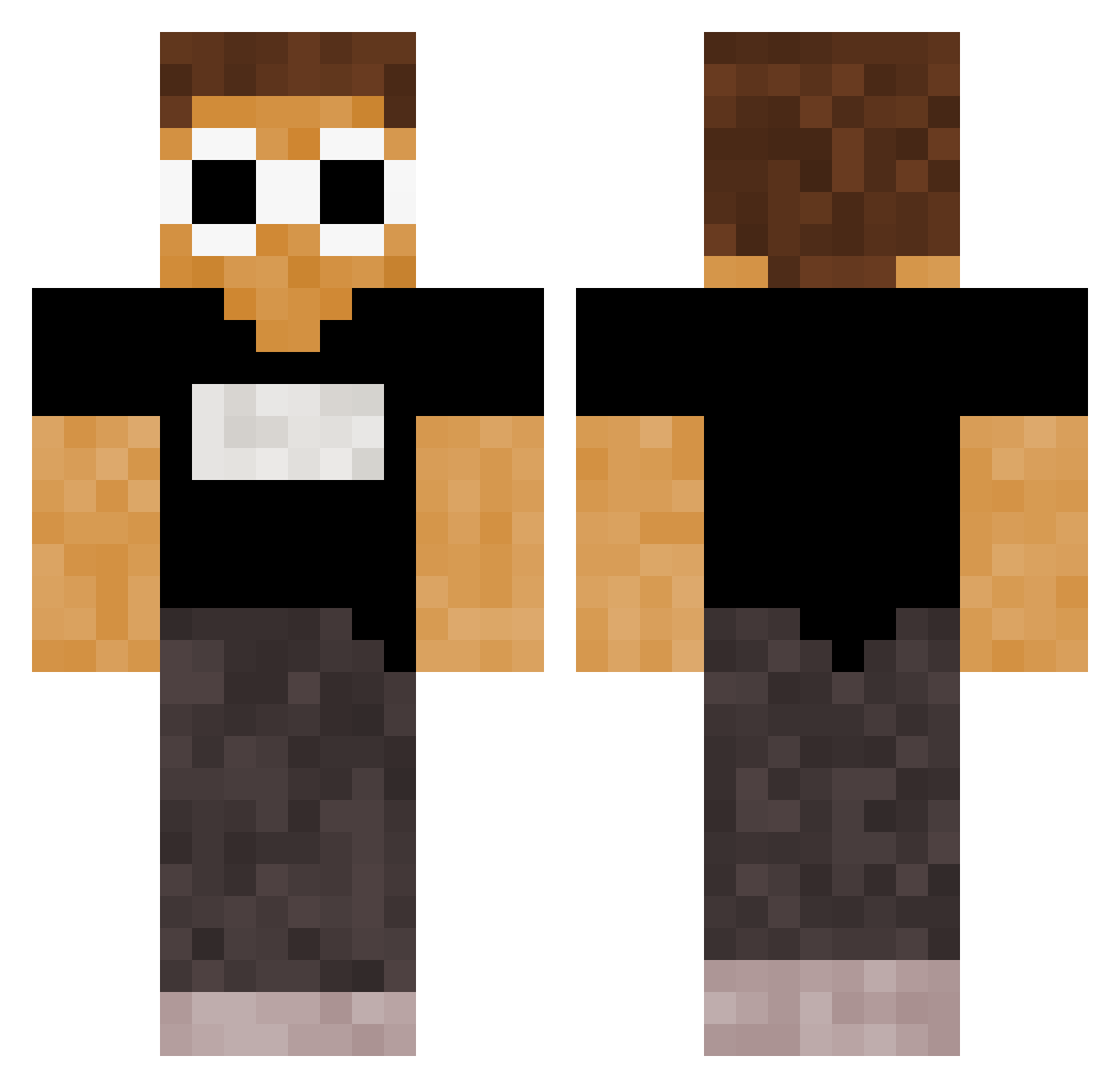 Razmues Minecraft skin, front and back view