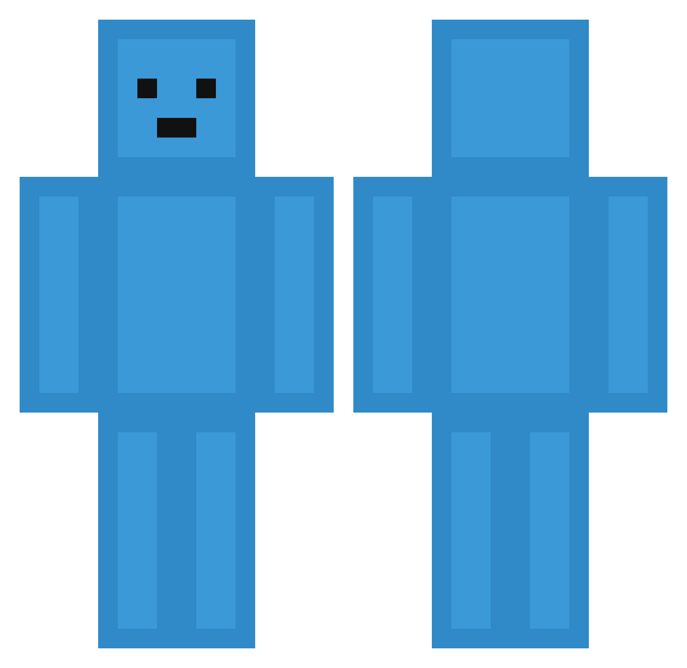 pluemhub Minecraft skin, front and back view