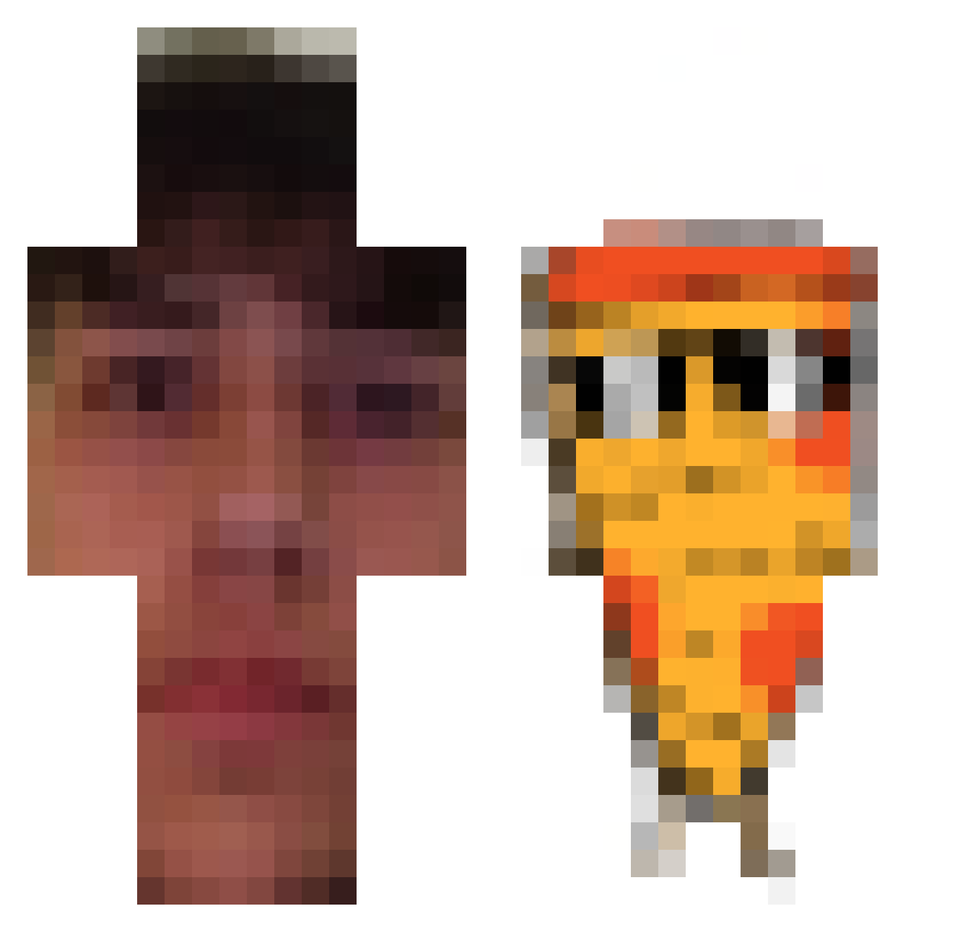 rbzsz Minecraft skin, front and back view