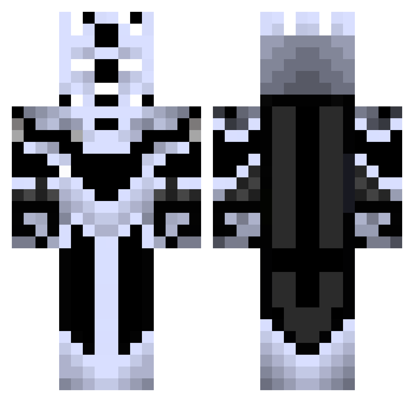 Snowed Minecraft skin, front and back view