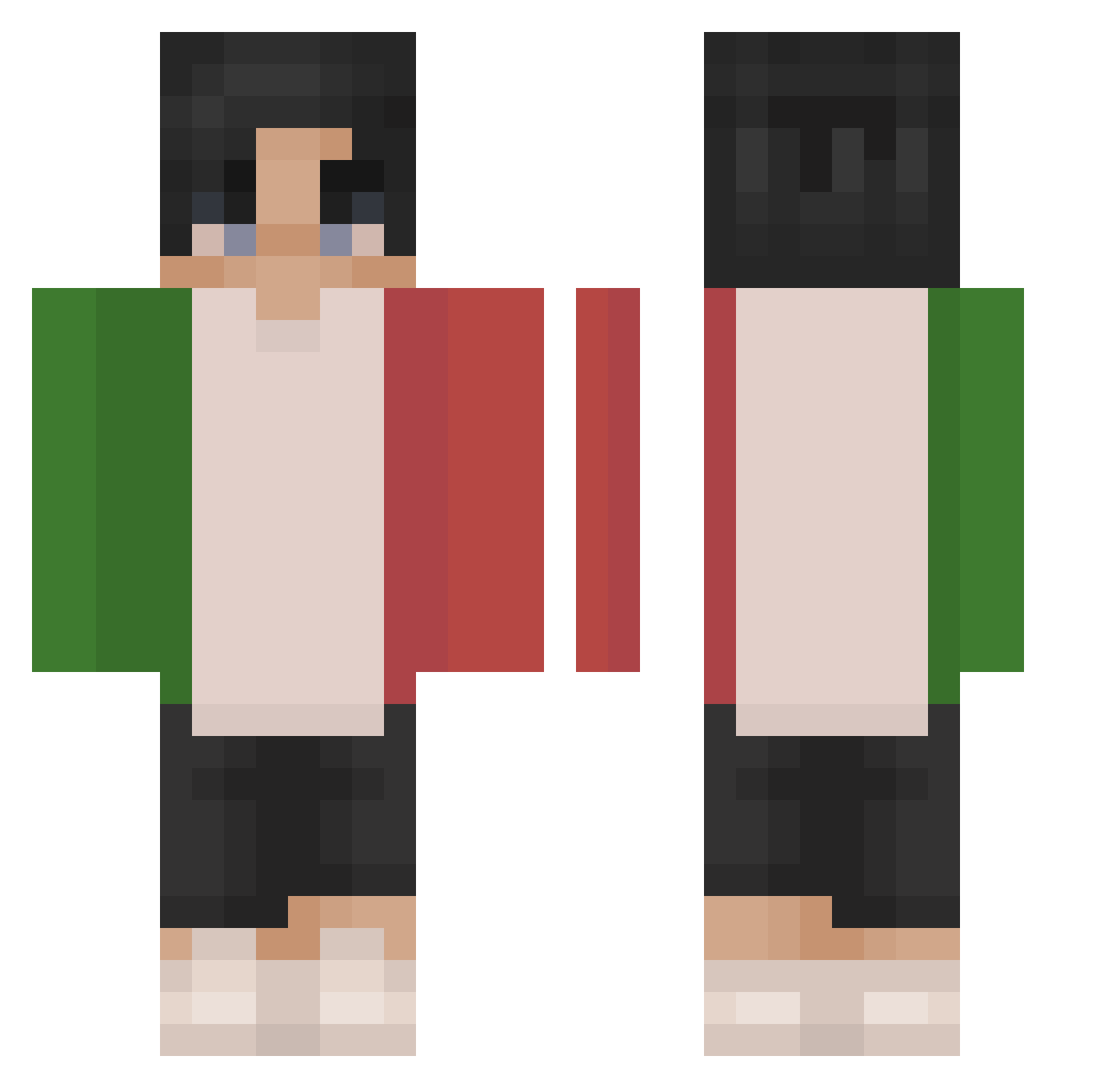 Thermoa Minecraft skin, front and back view