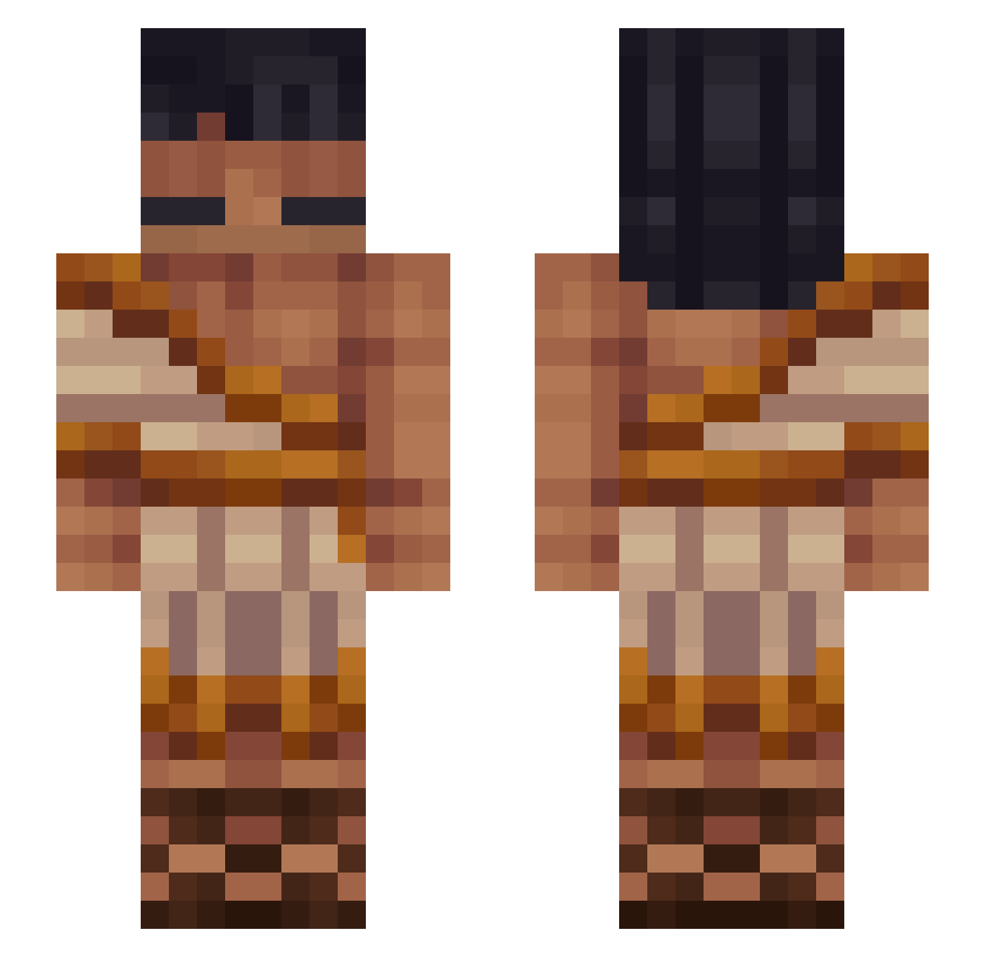 Rainbow_Flowers Minecraft skin, front and back view